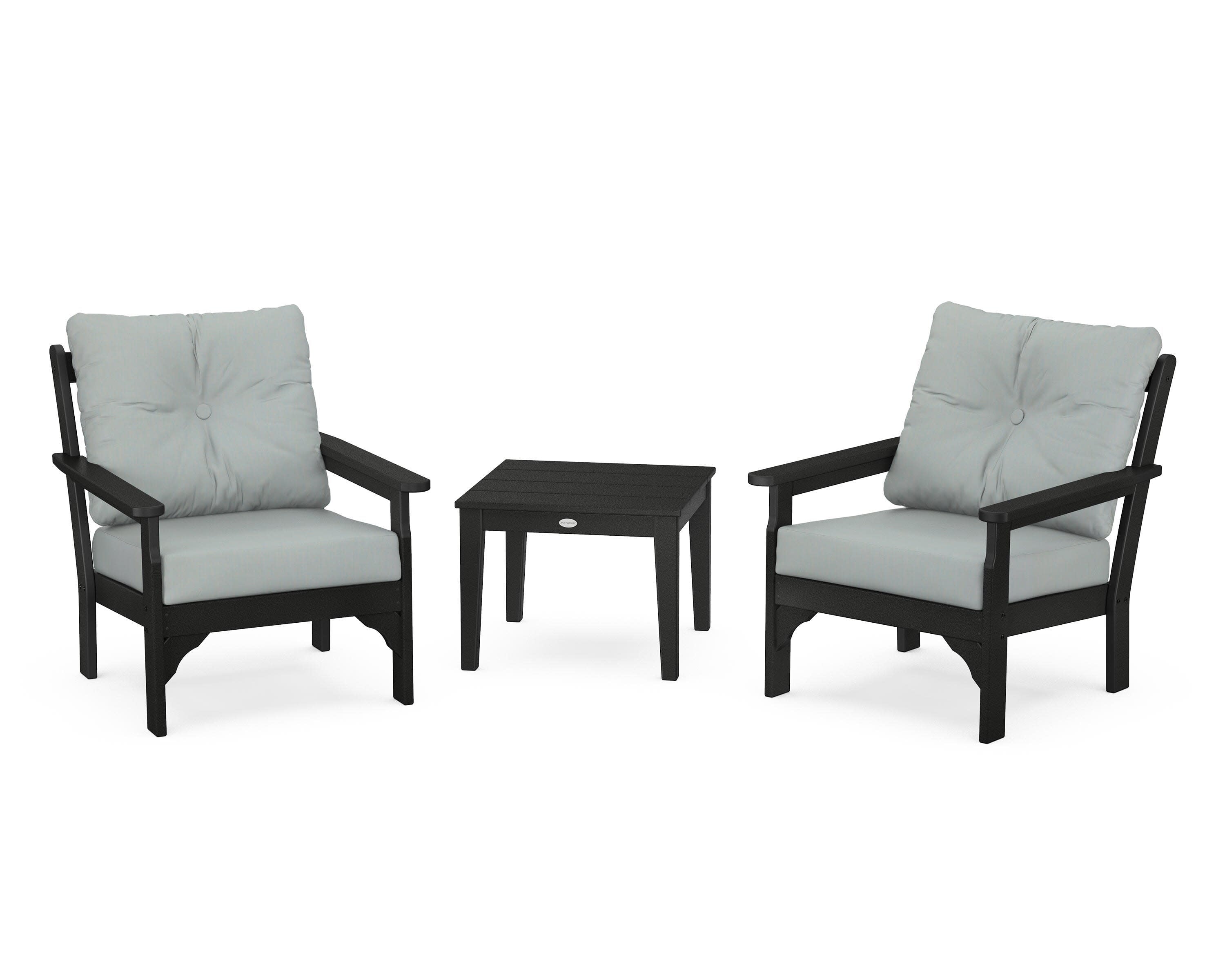 Vineyard 3-Piece Deep Seating Set in Black / Spa