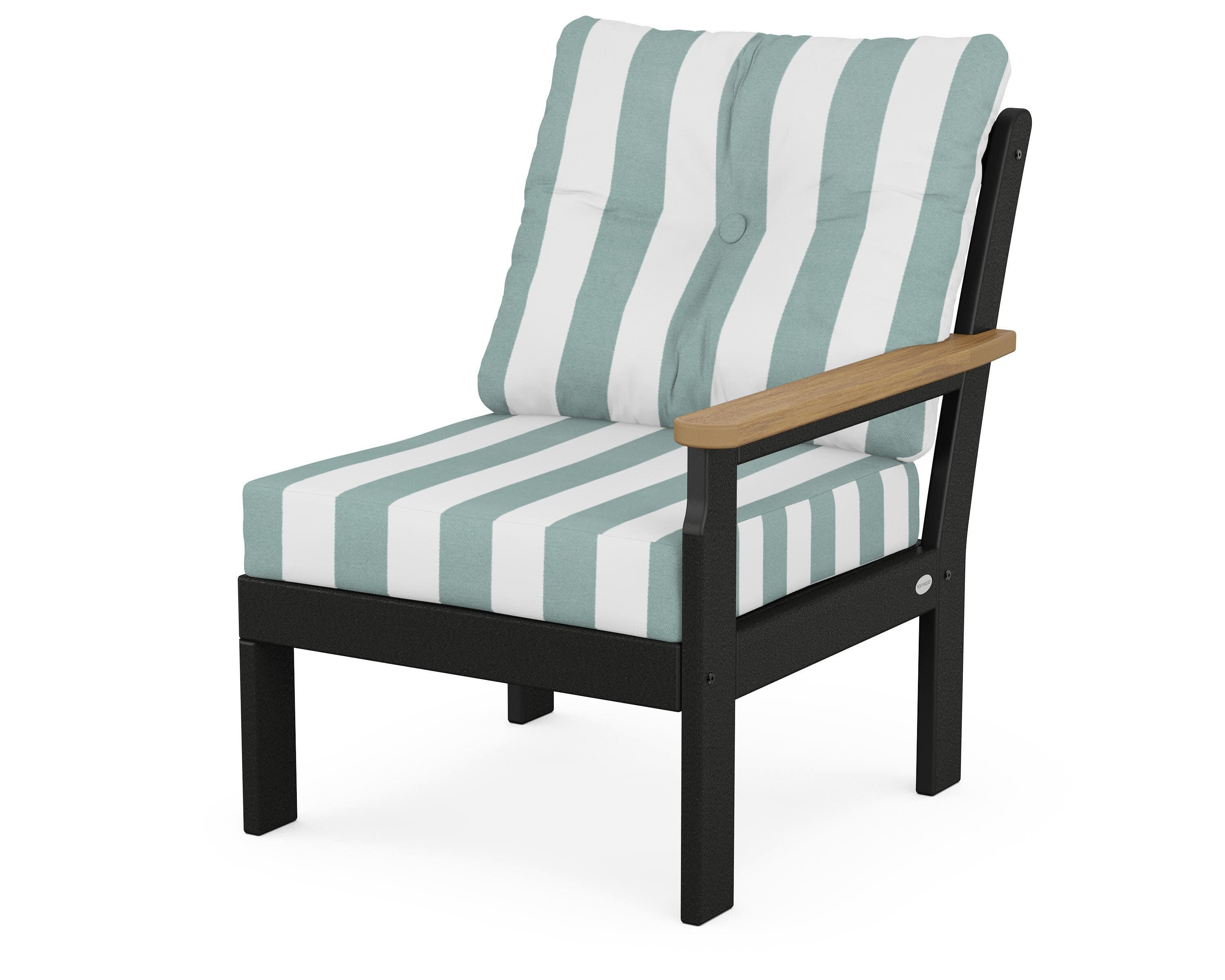 Vineyard Modular Right Arm Chair in Black / Natural / Cabana Stripe Glacier Spa
