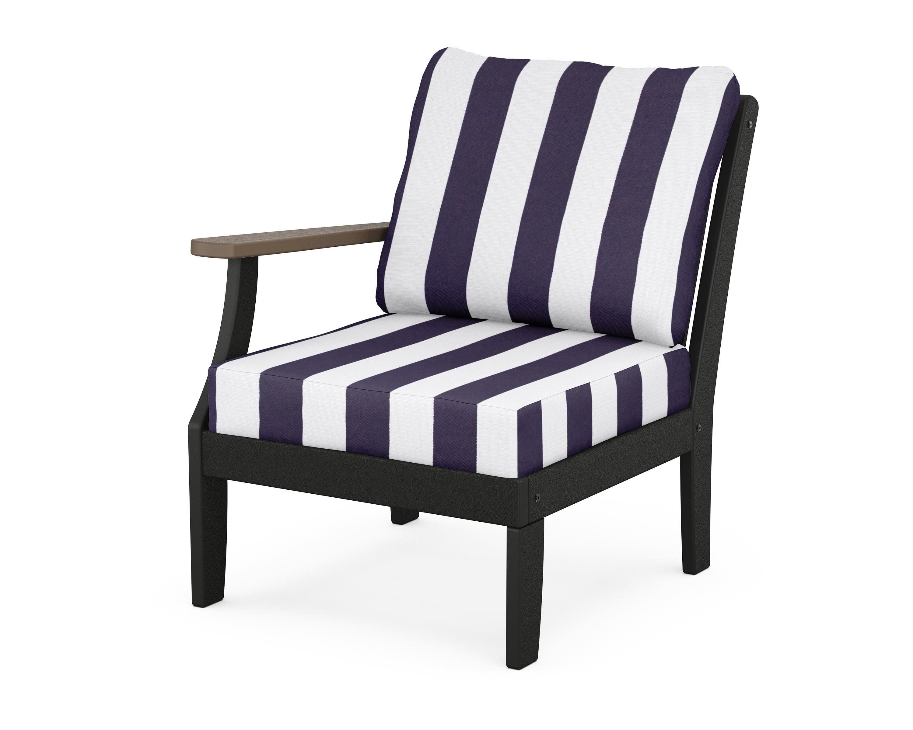 Braxton Modular Left Arm Chair in Black / Kona / Cabana Stripe Navy