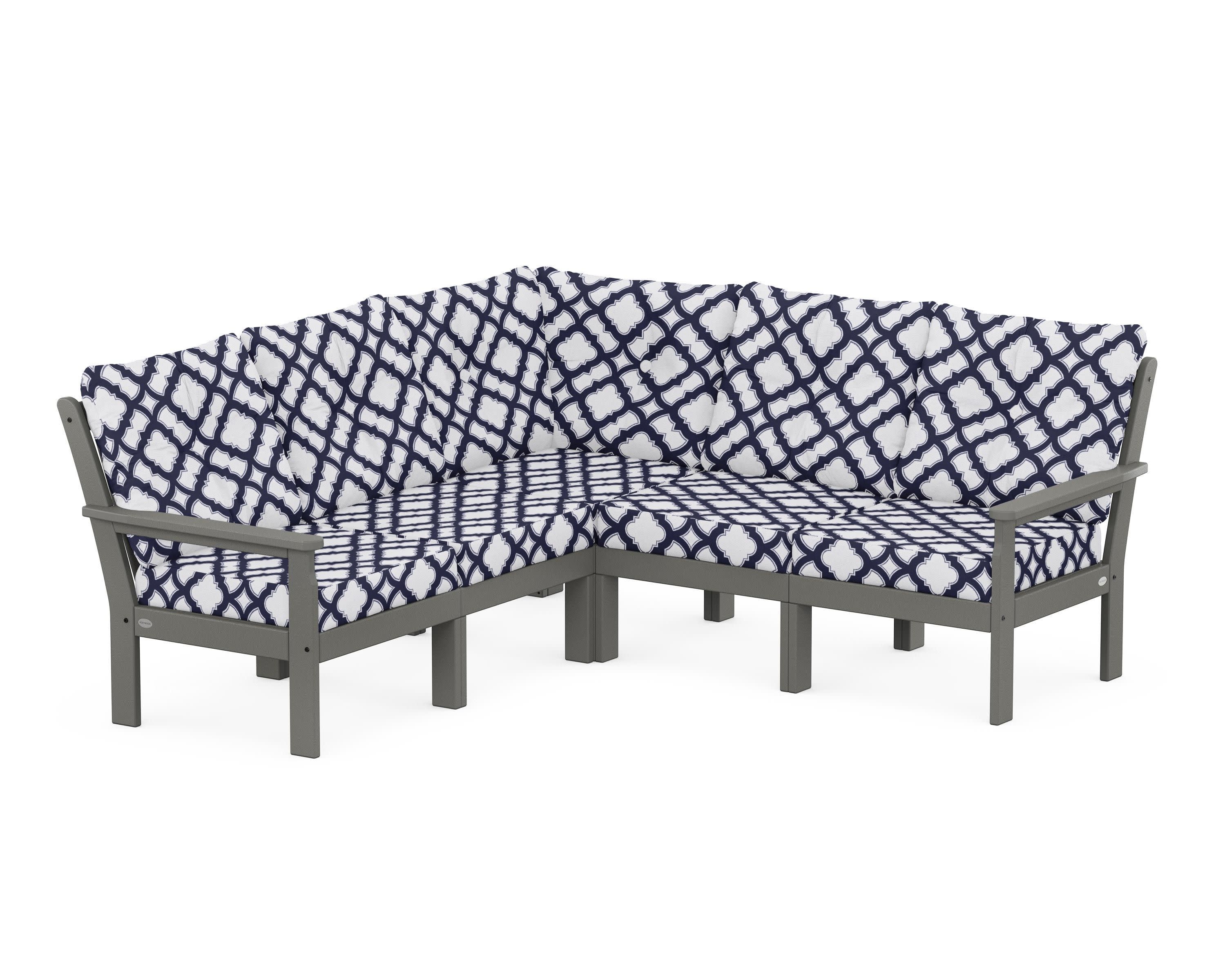 Vineyard 5-Piece Sectional in Slate Grey / Trellis Navy