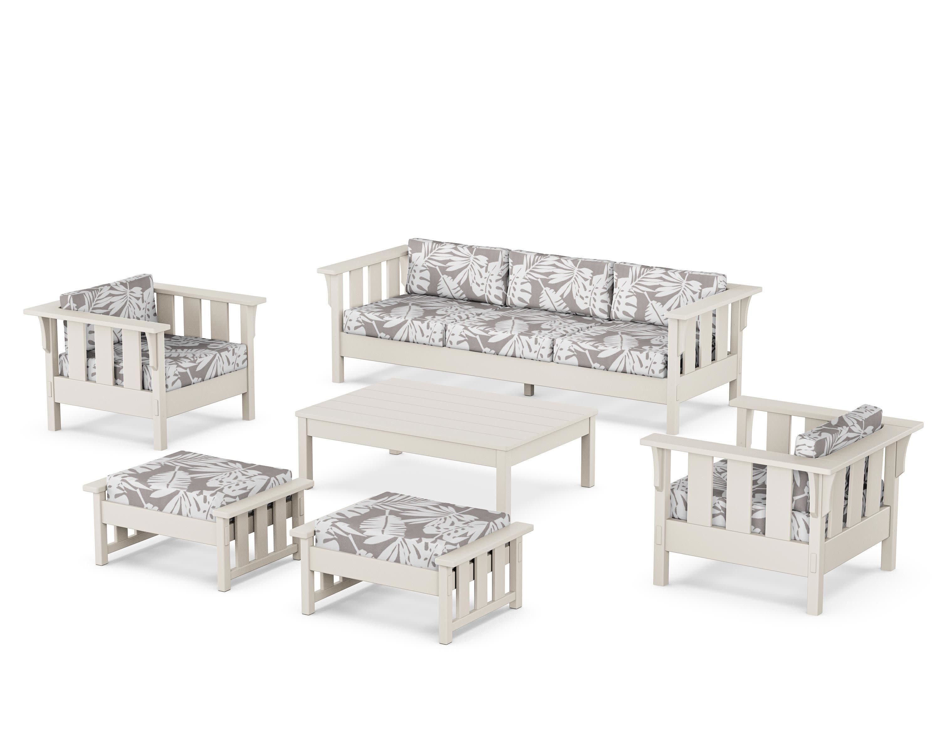 Acadia 6-Piece Lounge Sofa Set in Sand / Leaf Grey Mist