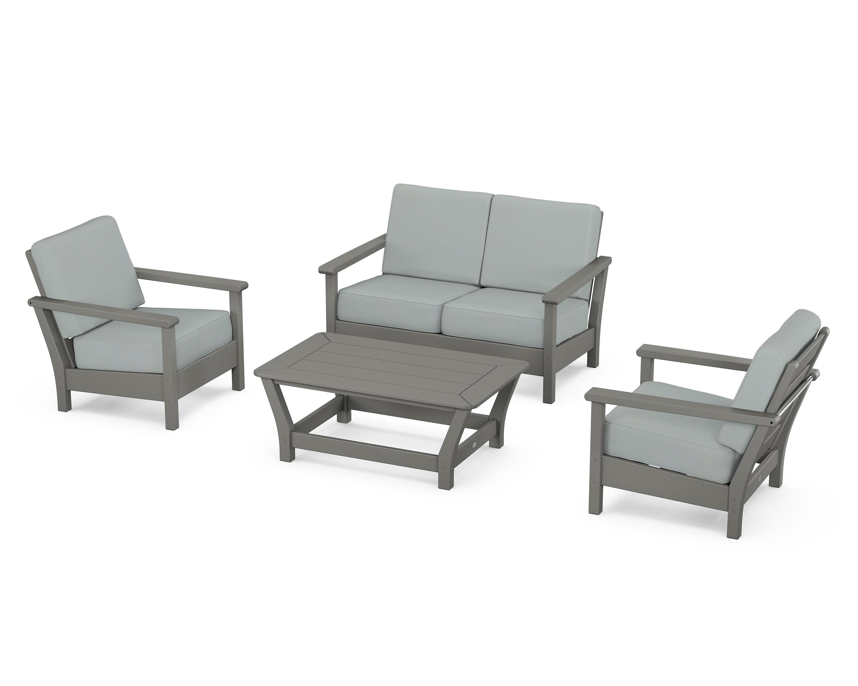 Harbour 4-Piece Deep Seating Set in Slate Grey / Spa