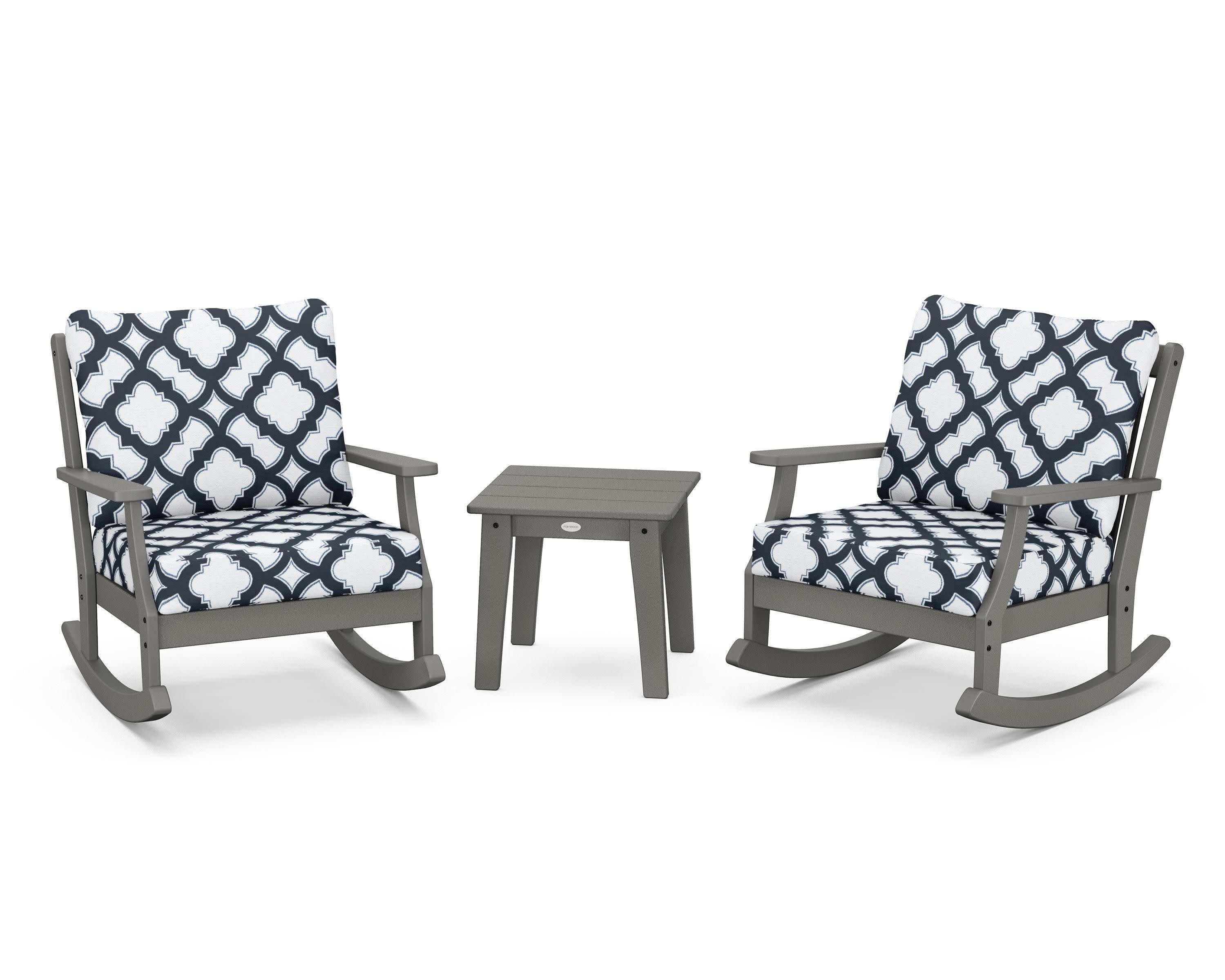 Braxton 3-Piece Deep Seating Rocker Set in Slate Grey / Trellis Marine Indigo