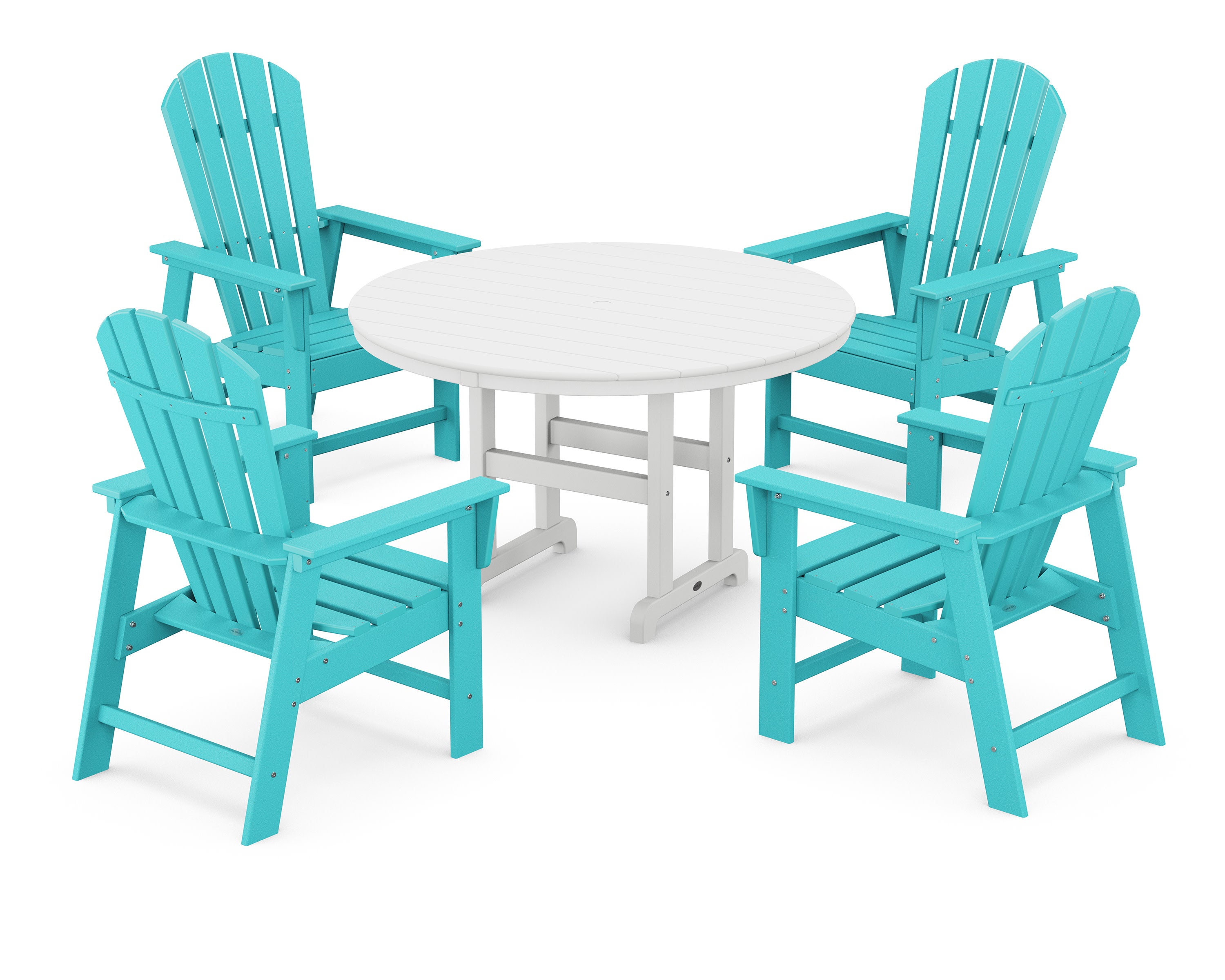 South Beach 5-Piece Round Farmhouse Dining Set in Aruba / White