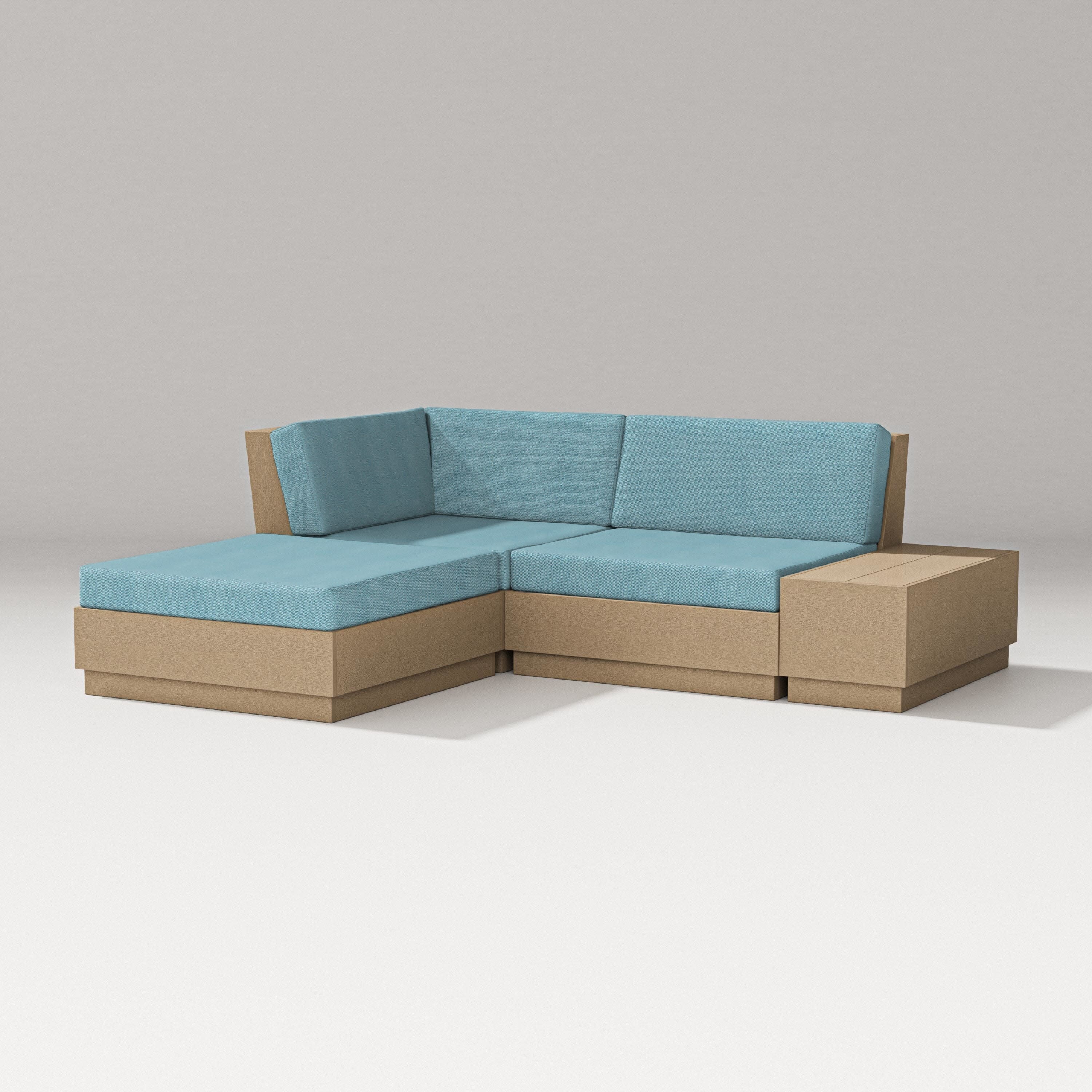 Elevate Loveseat Sectional with Chaise in Vintage Sahara / Lattice Sky Blue