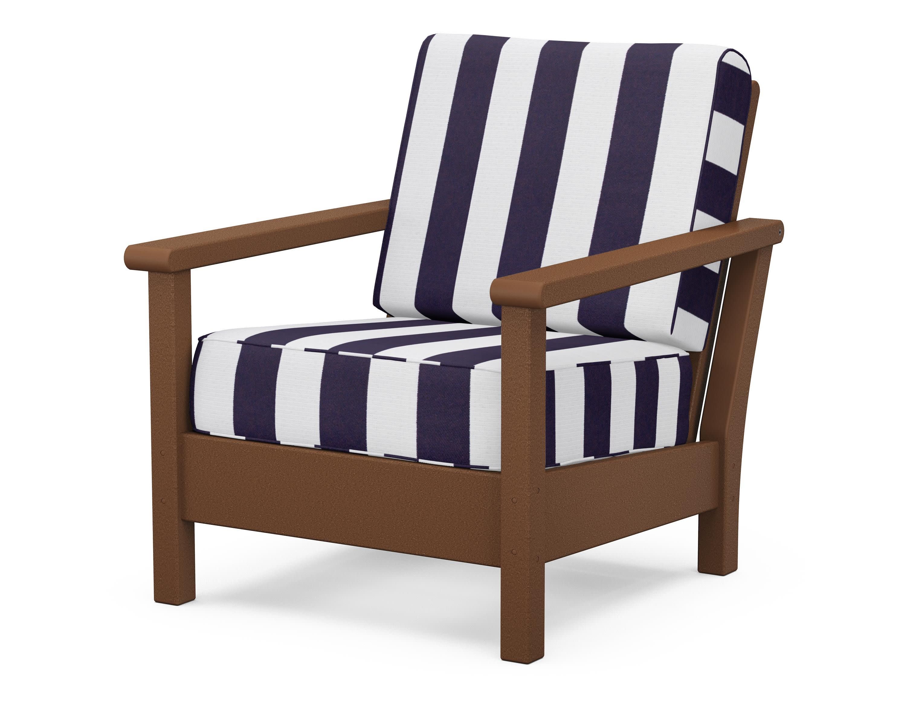 Harbour Deep Seating Chair in Teak / Cabana Stripe Navy