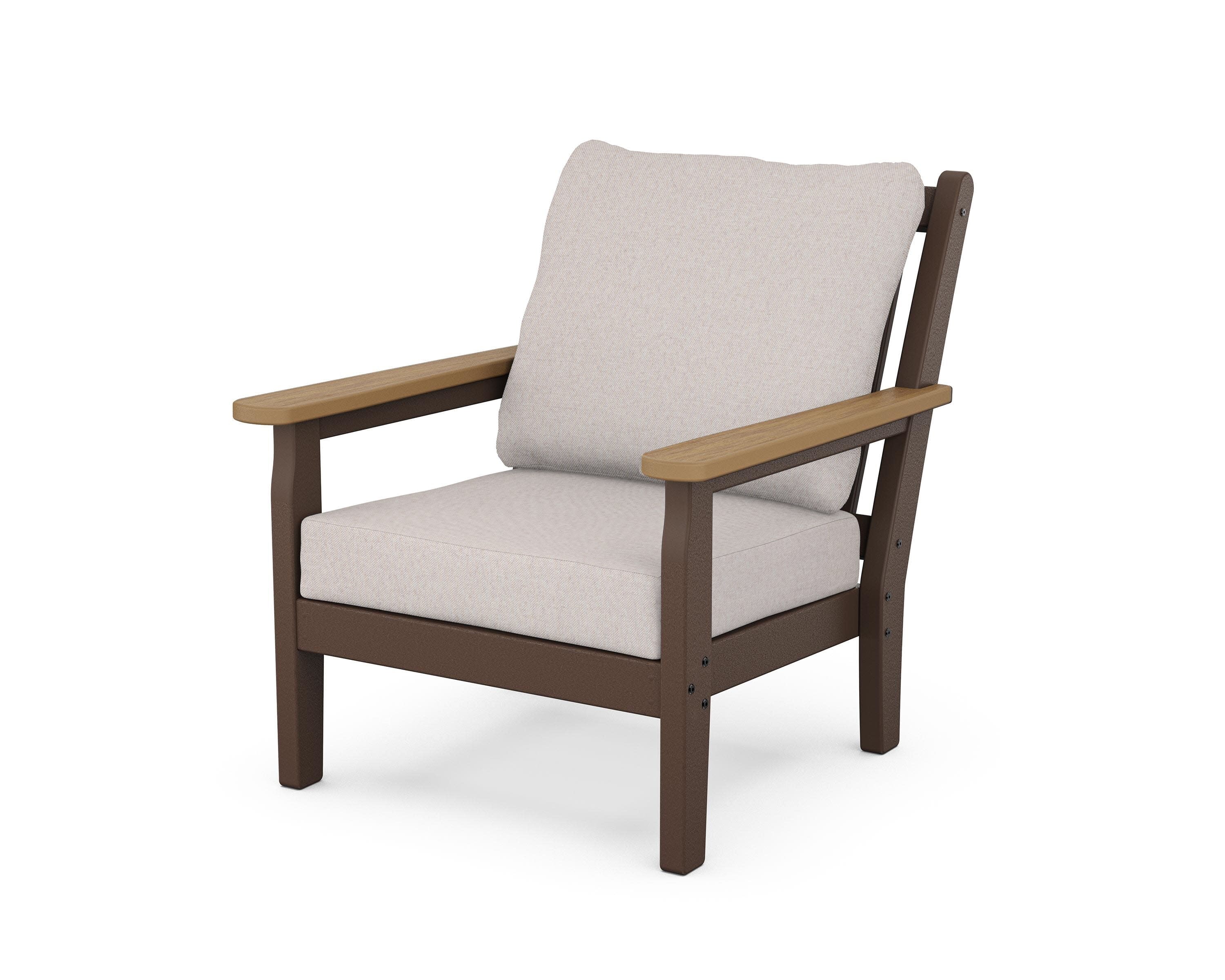 Chippendale Deep Seating Chair in Mahogany / Natural / Dune Burlap