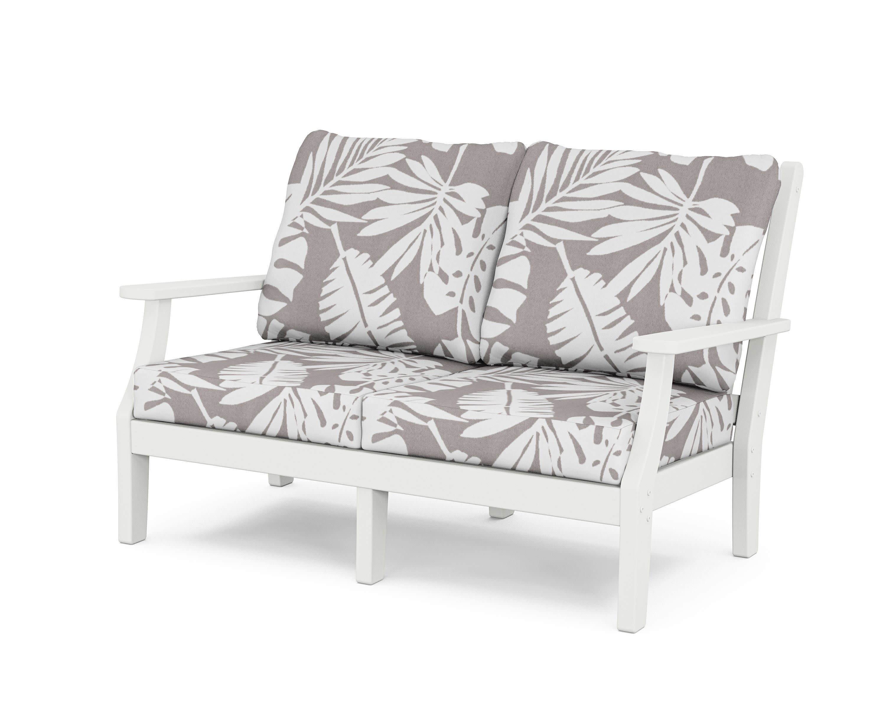 Wovendale Deep Seating Loveseat in White / Leaf Grey Mist