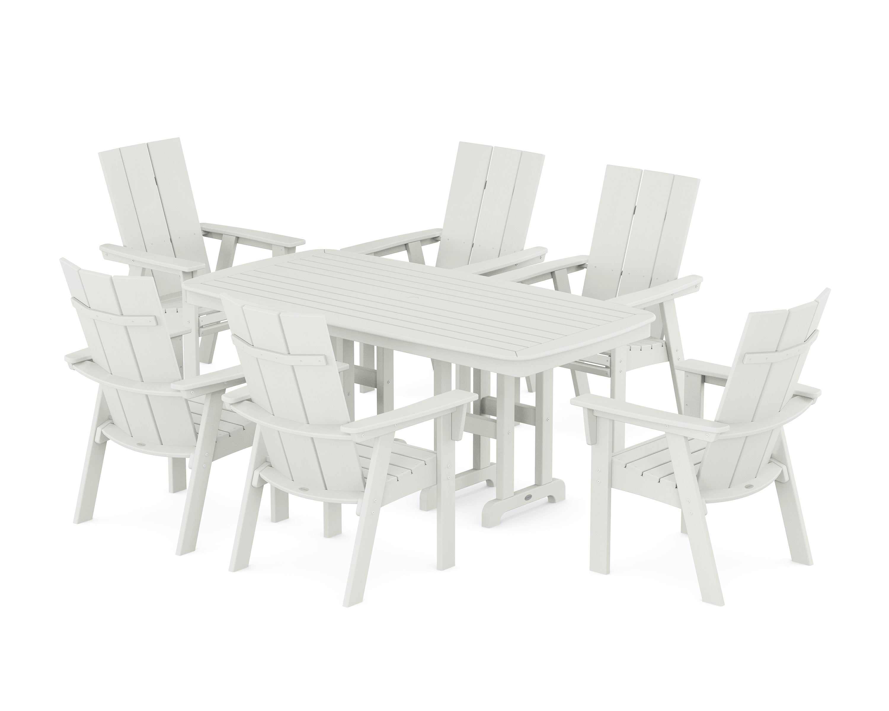 Modern Curveback Adirondack 7-Piece Dining Set in Vintage White