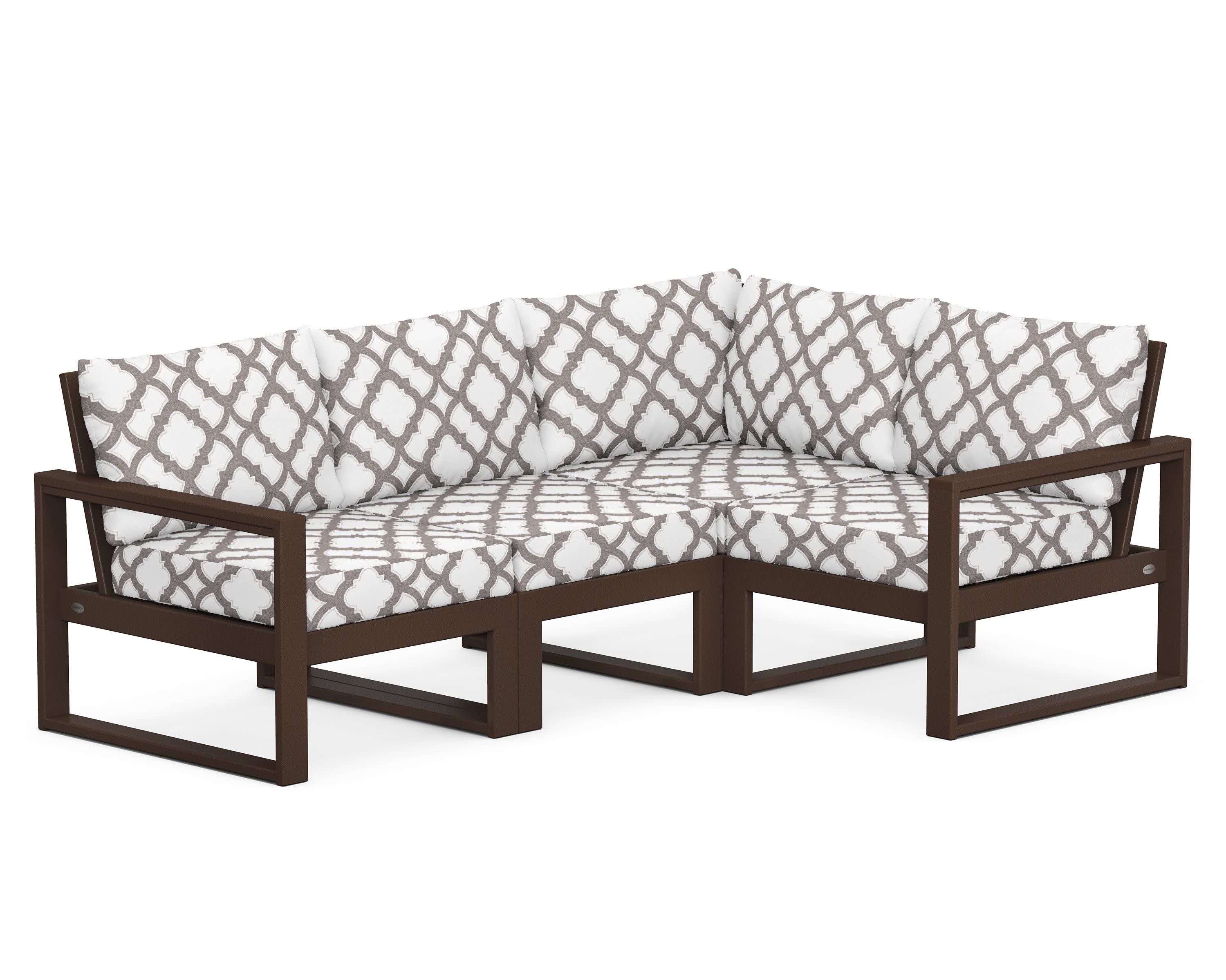 EDGE 4-Piece Modular Deep Seating Set in Mahogany / Trellis Grey Mist
