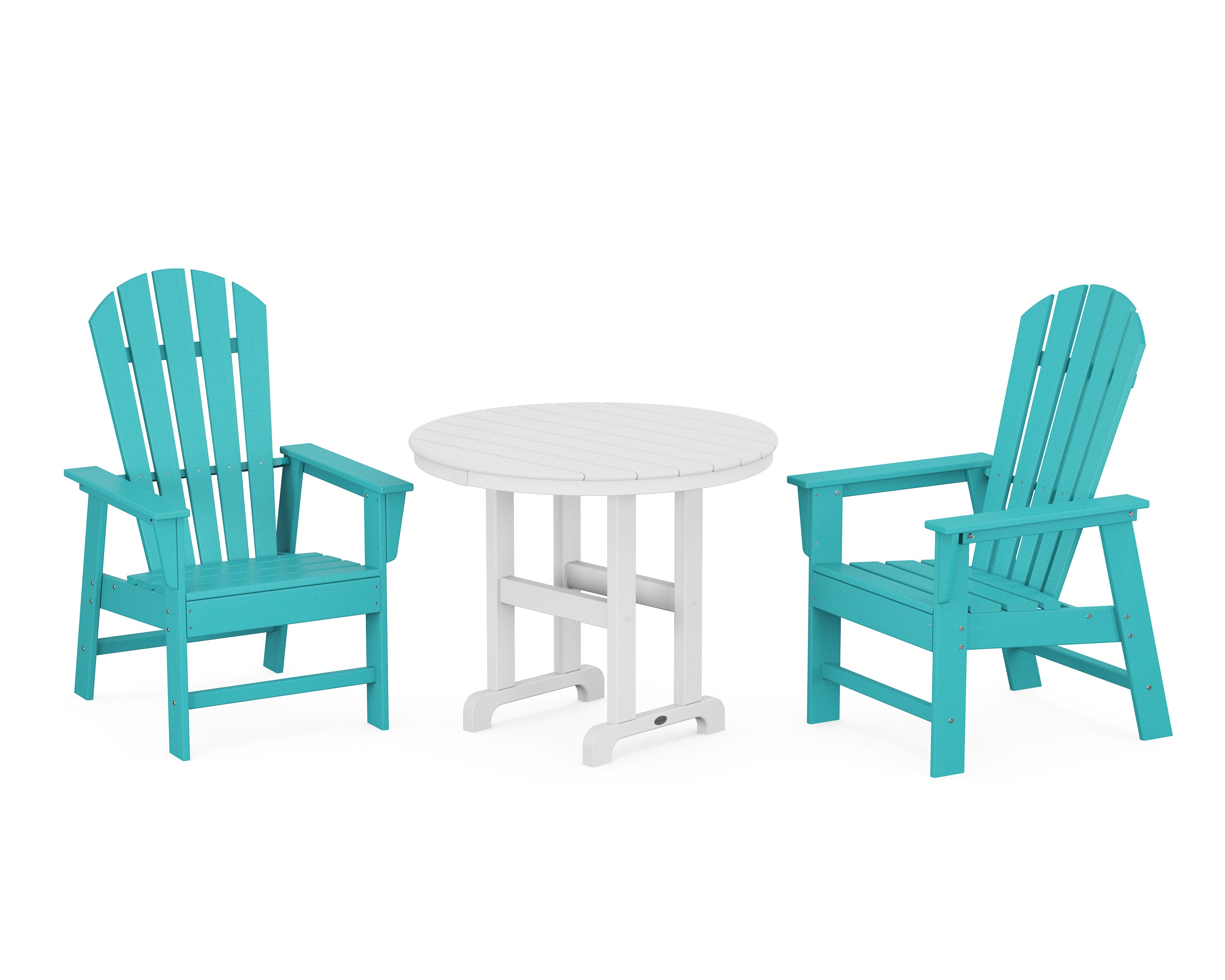 South Beach 3-Piece Round Farmhouse Dining Set in Aruba / White