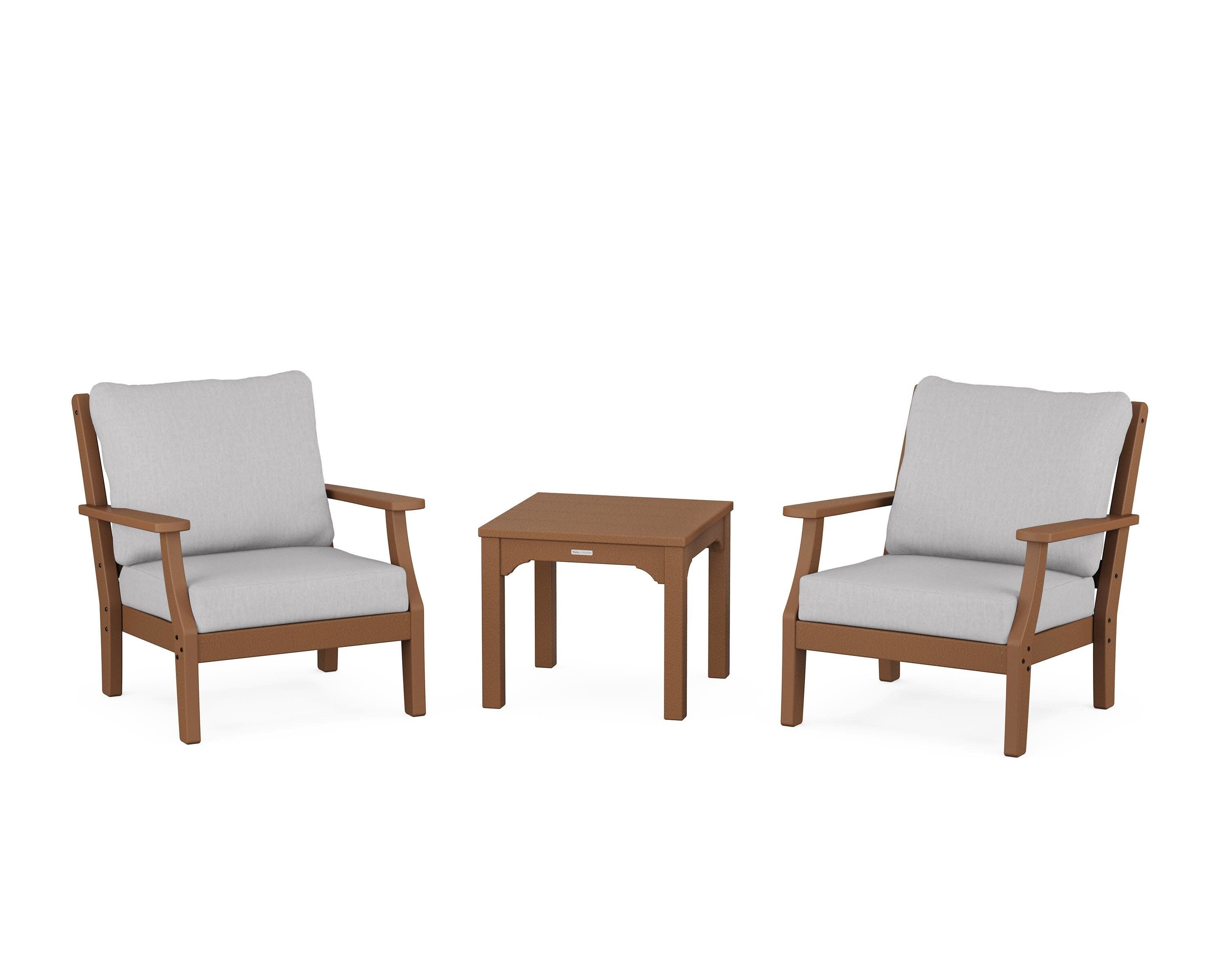 Chinoiserie 3-Piece Deep Seating Set in Teak / Granite