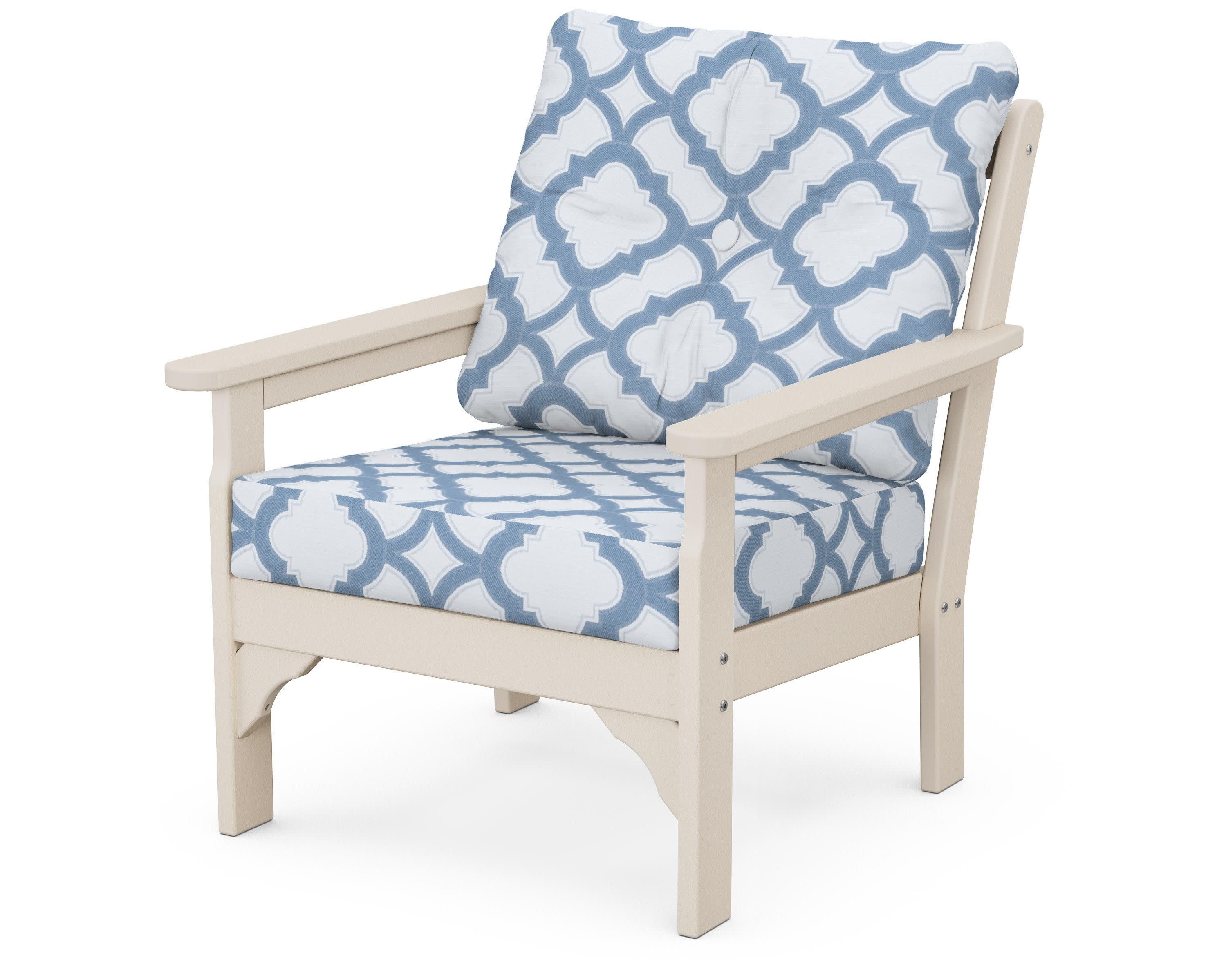 Vineyard Deep Seating Chair in Sand / Trellis Sky Blue