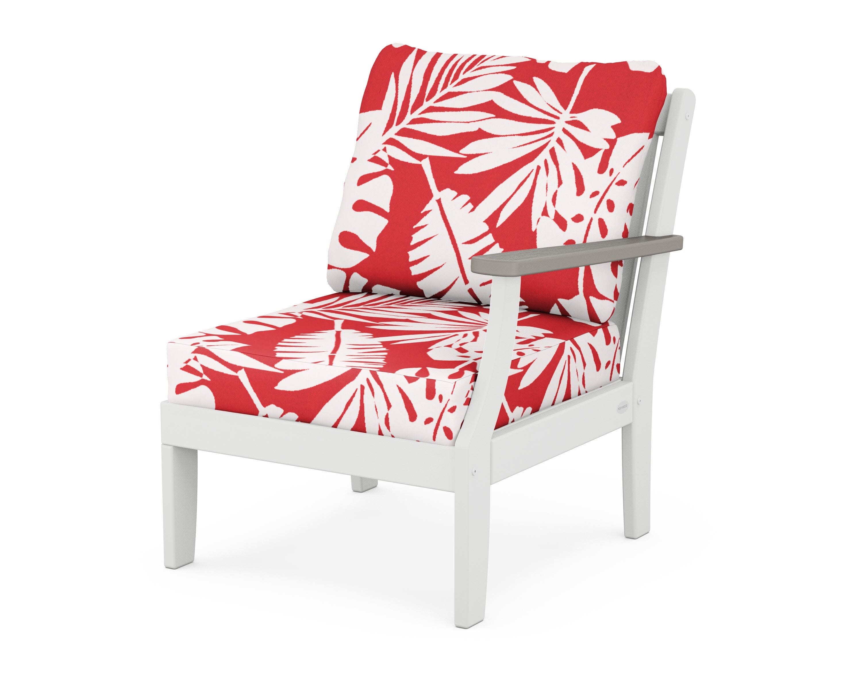 Braxton Modular Right Arm Chair in White / Driftwood / Leaf Crimson