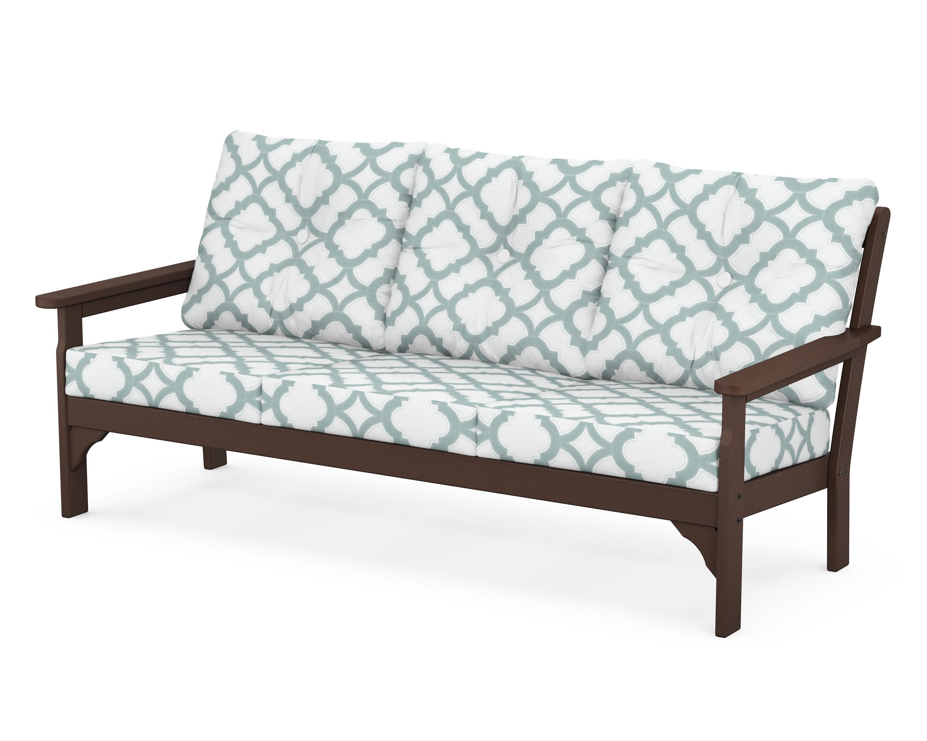 Vineyard Deep Seating Sofa in Mahogany / Trellis Glacier Spa