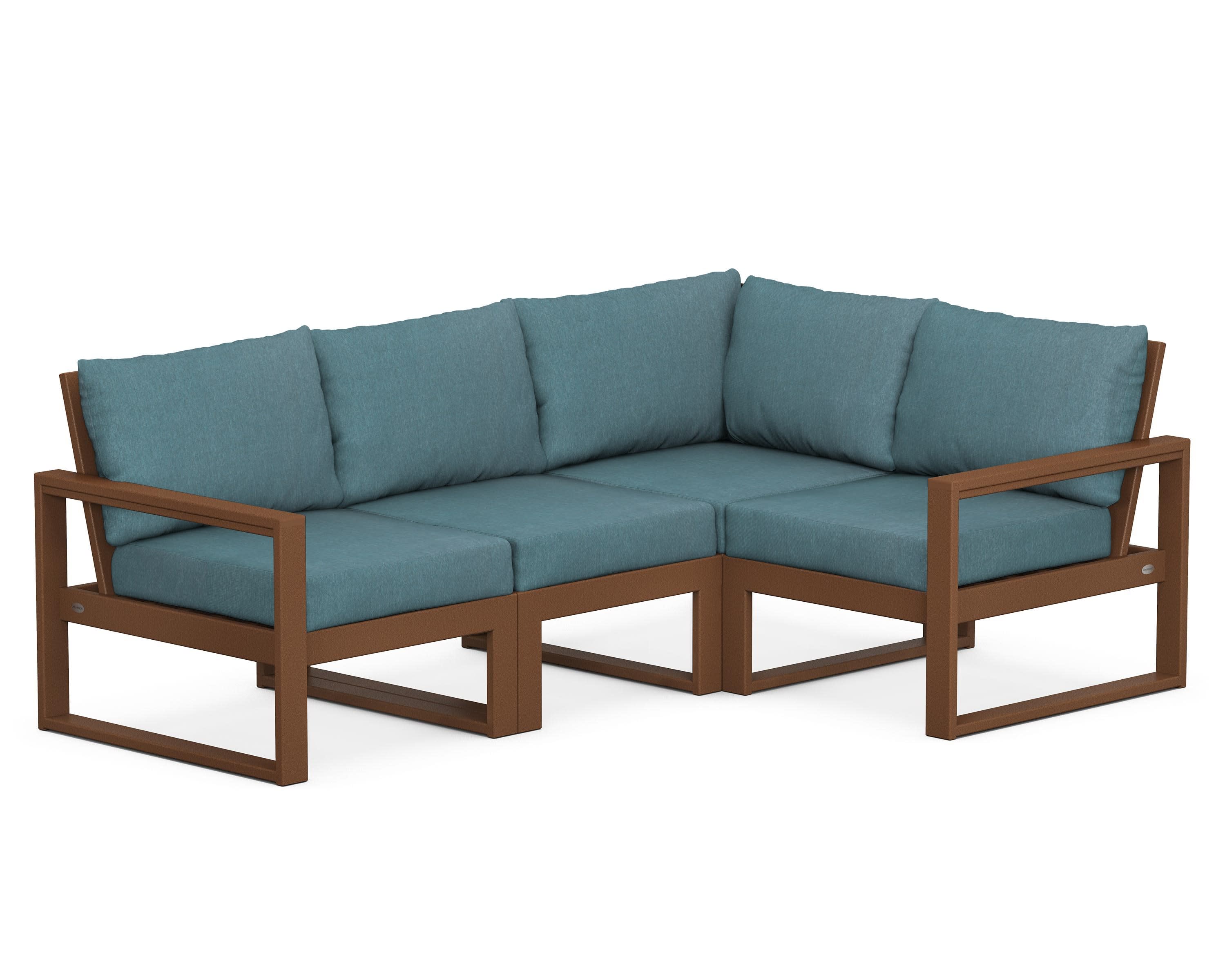 EDGE 4-Piece Modular Deep Seating Set in Teak / Ocean Teal