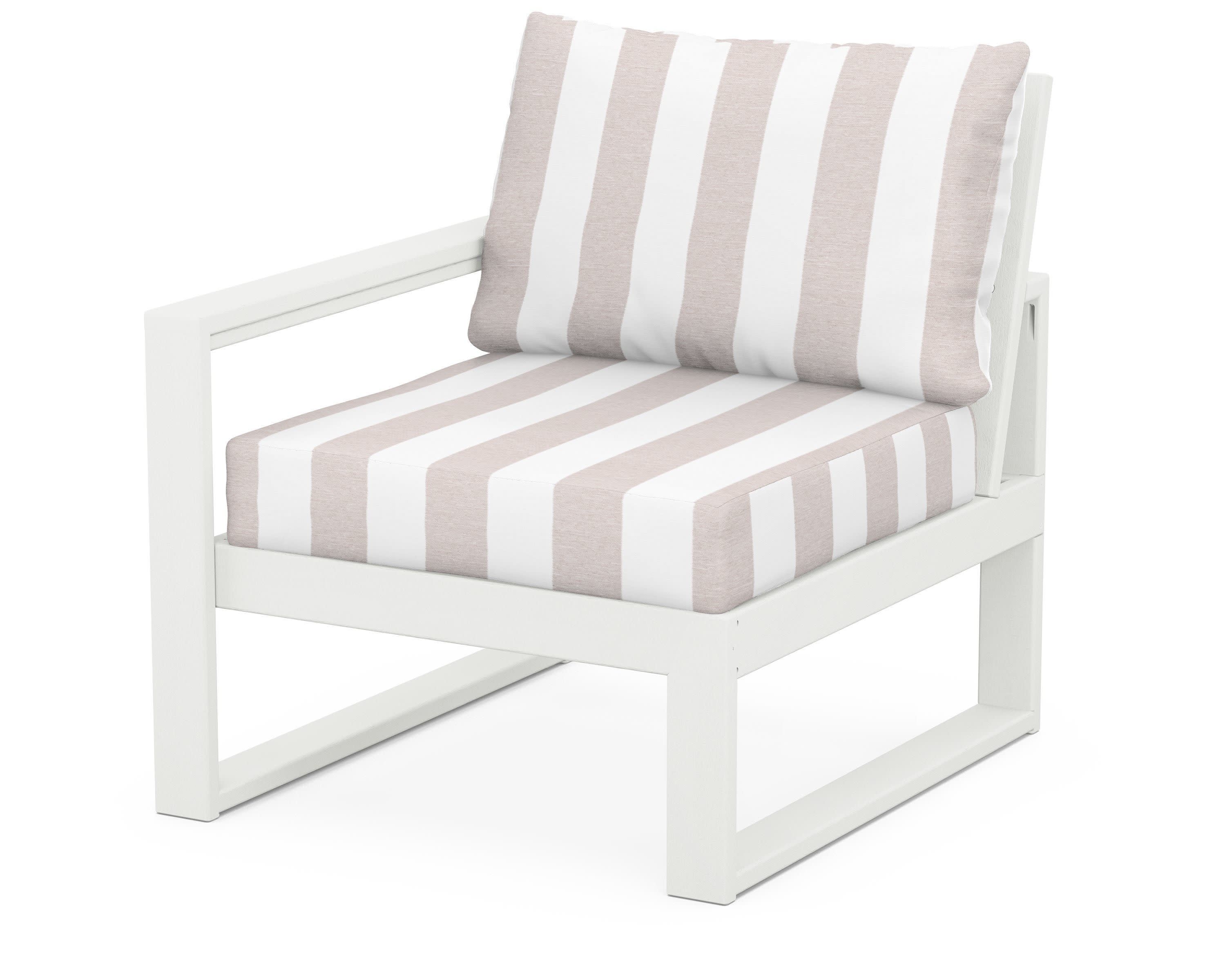 EDGE Modular Left Arm Chair in Vintage White / Cabana Stripe Dune Burlap