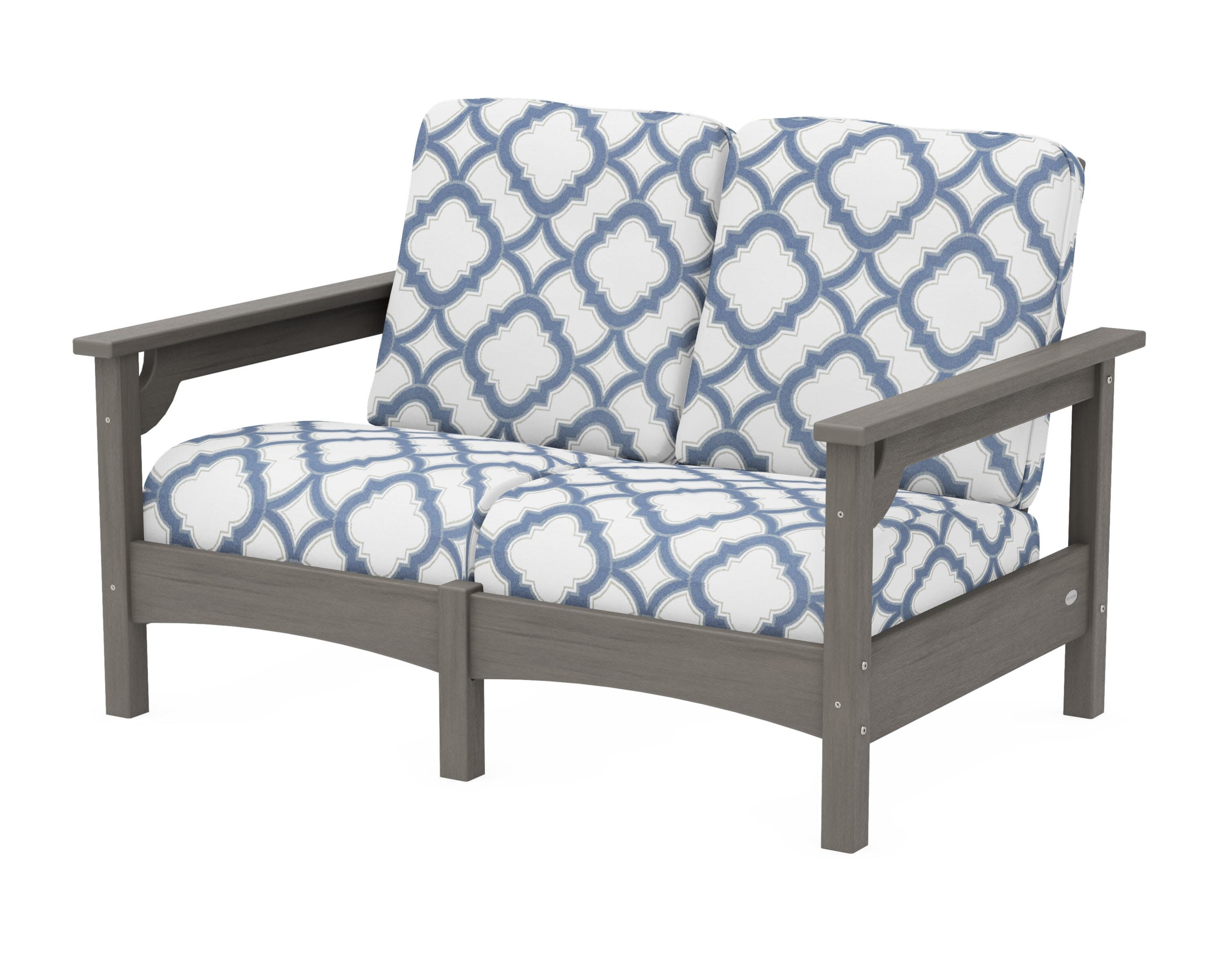 Club Loveseat in Driftwood / Trellis Sky Blue