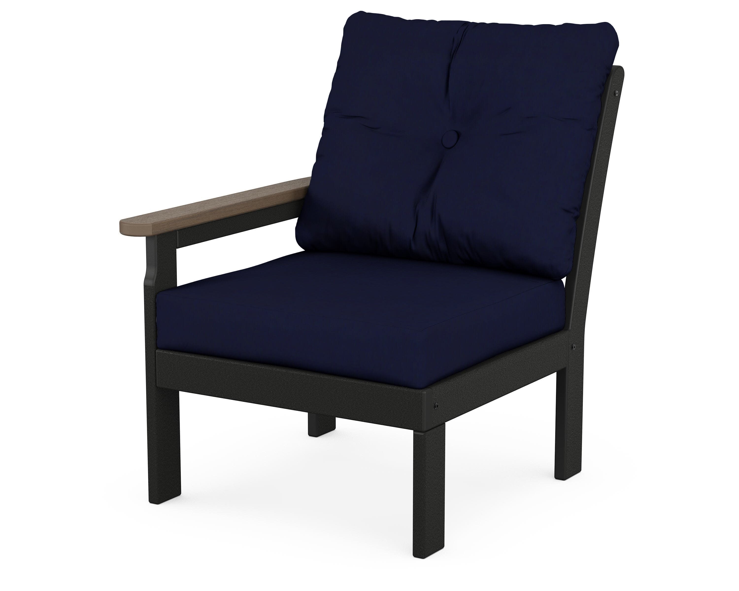 Vineyard Modular Left Arm Chair in Black / Kona / Navy