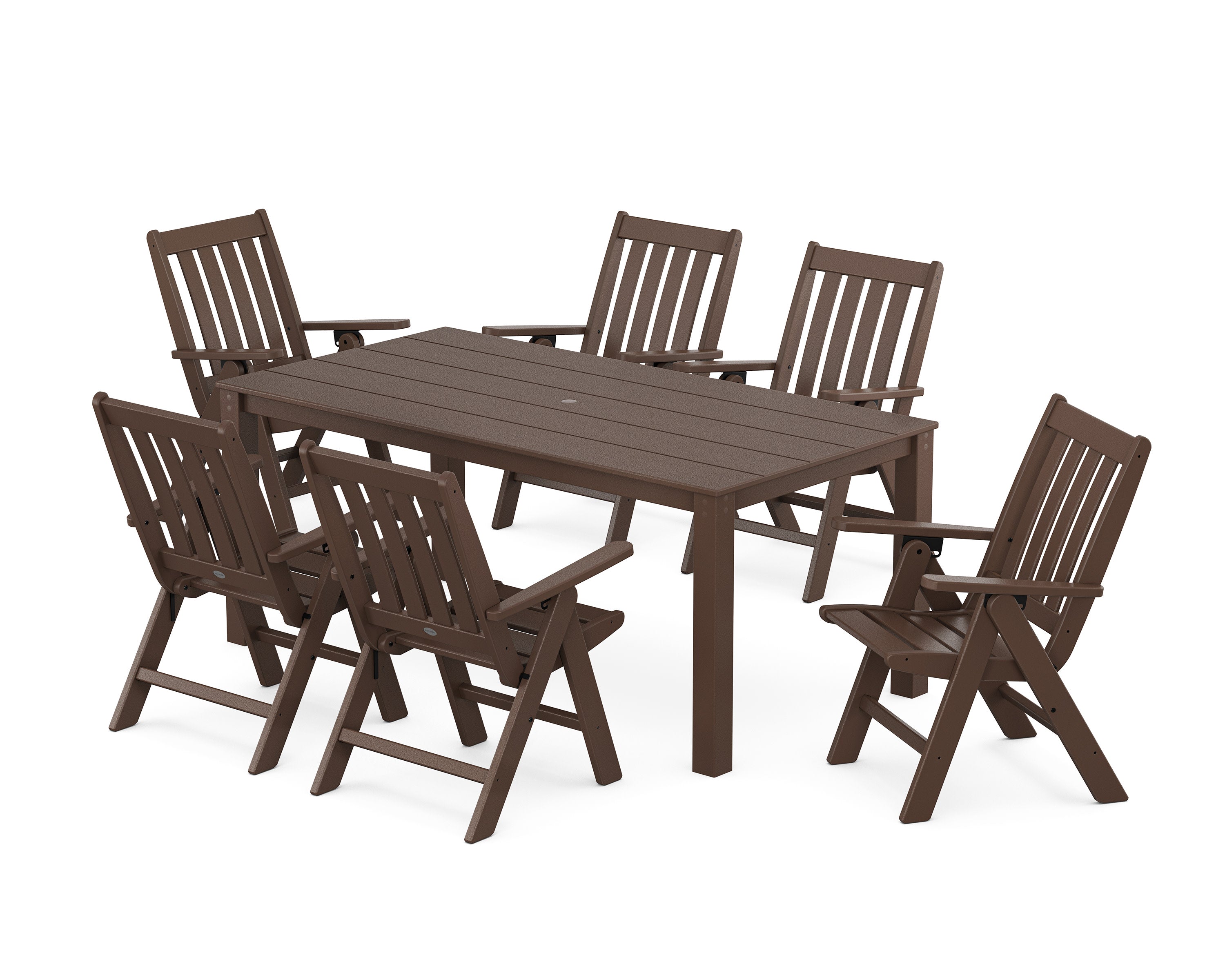 Vineyard Folding Chair 7-Piece Parsons Dining Set in Mahogany