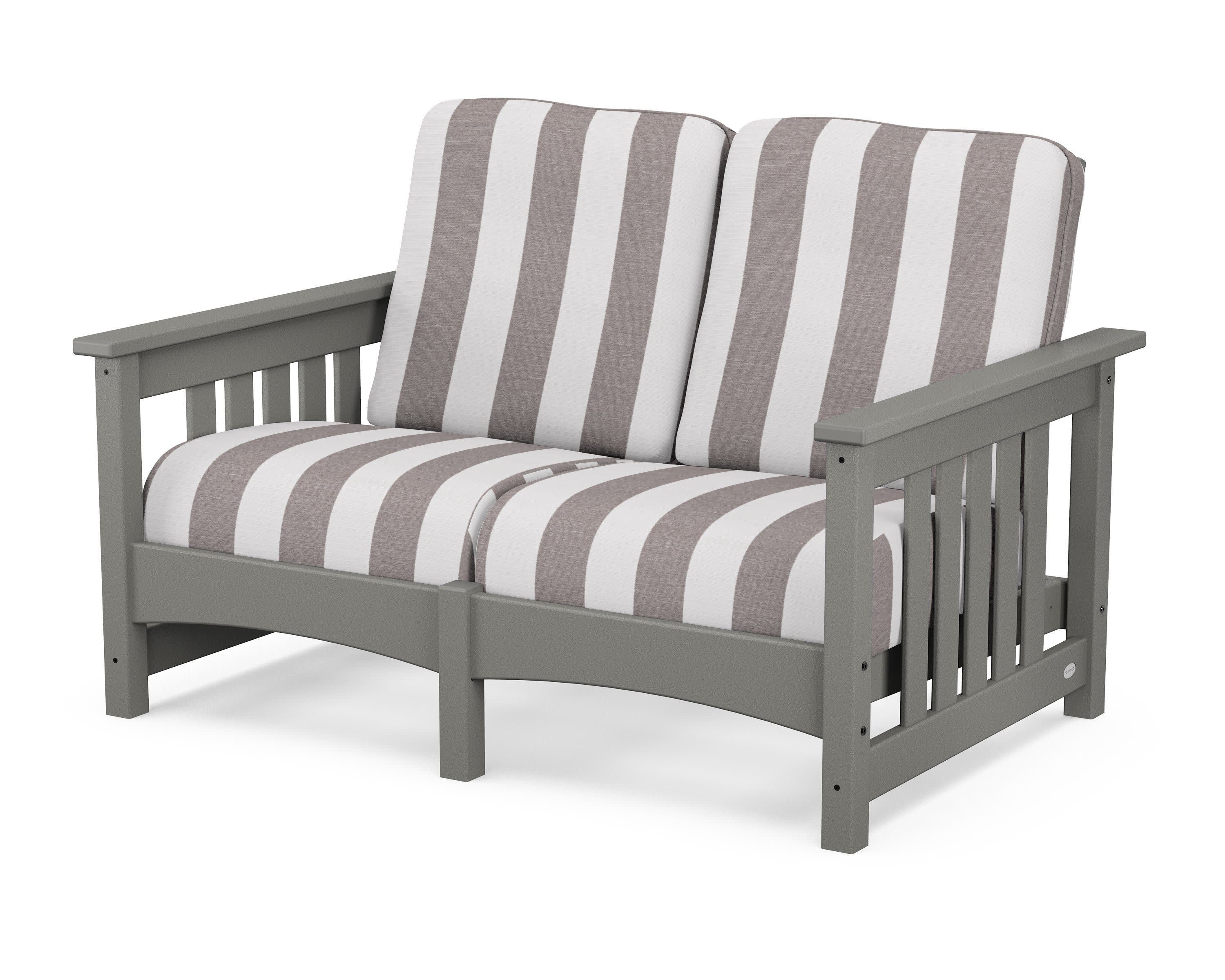 Club Mission Loveseat in Slate Grey / Cabana Stripe Grey Mist