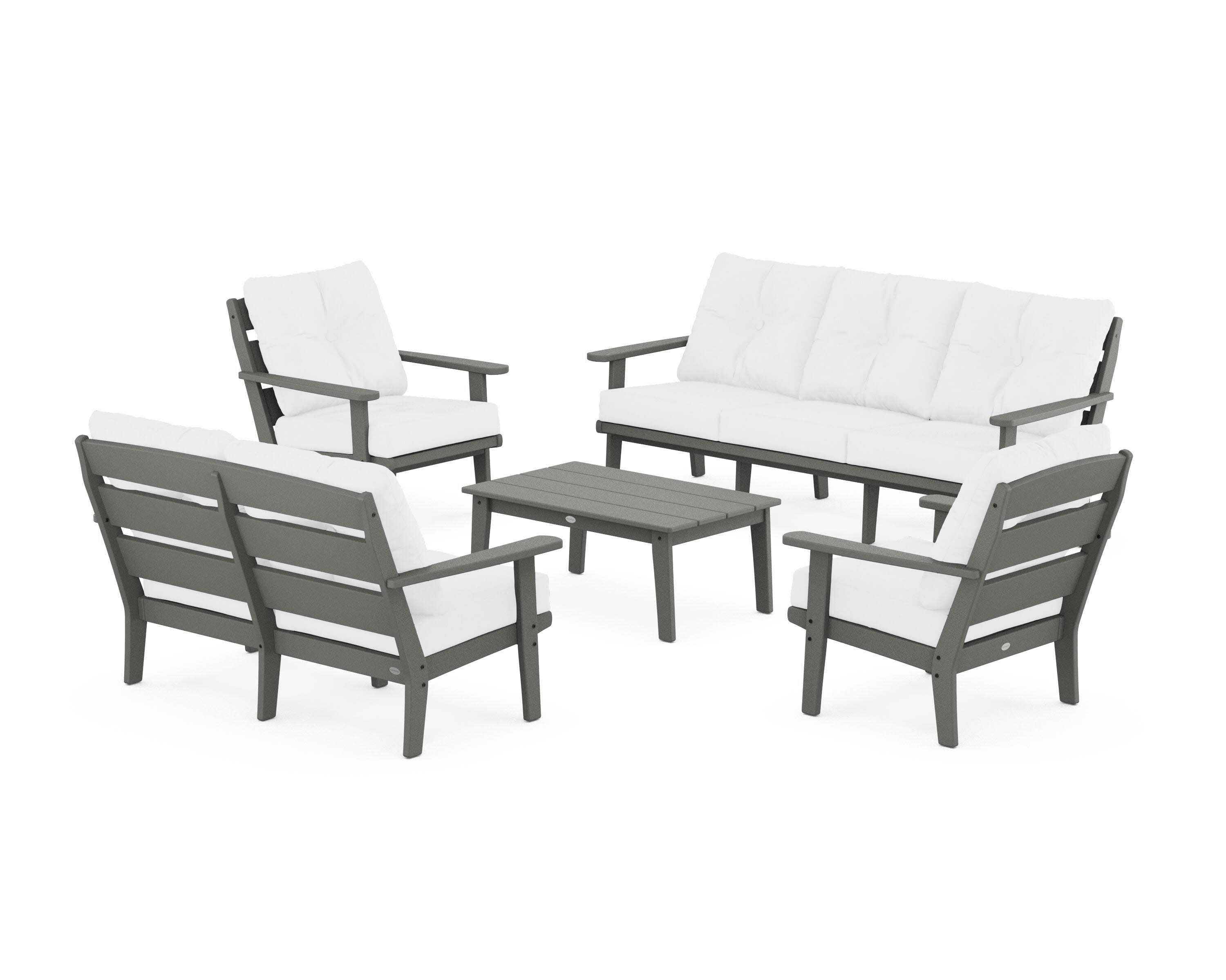 Lakeside 5-Piece Lounge Sofa Set in Slate Grey / Natural