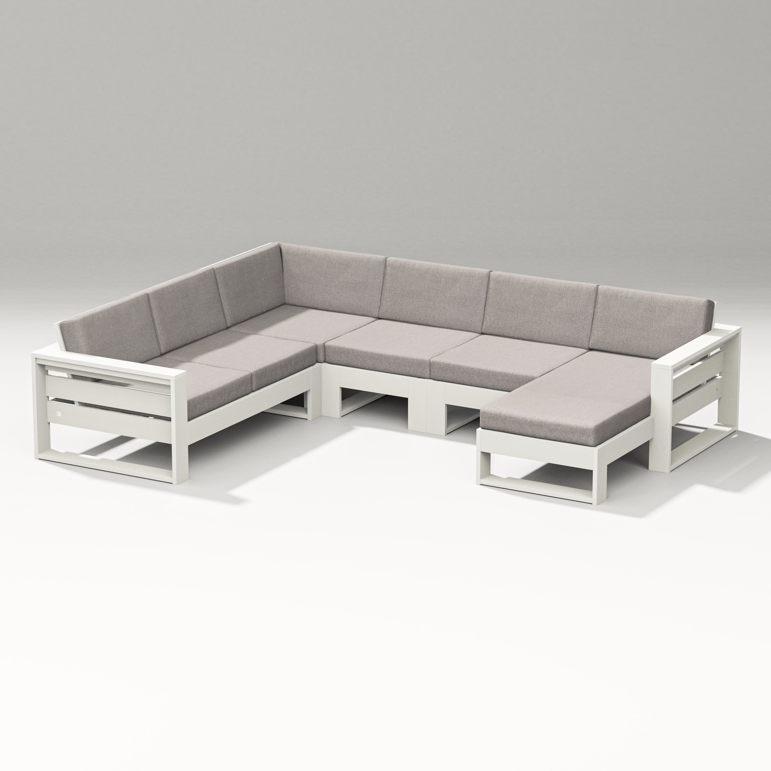 Latitude Corner Sectional with Right Chaise in Vintage White / Weathered Tweed