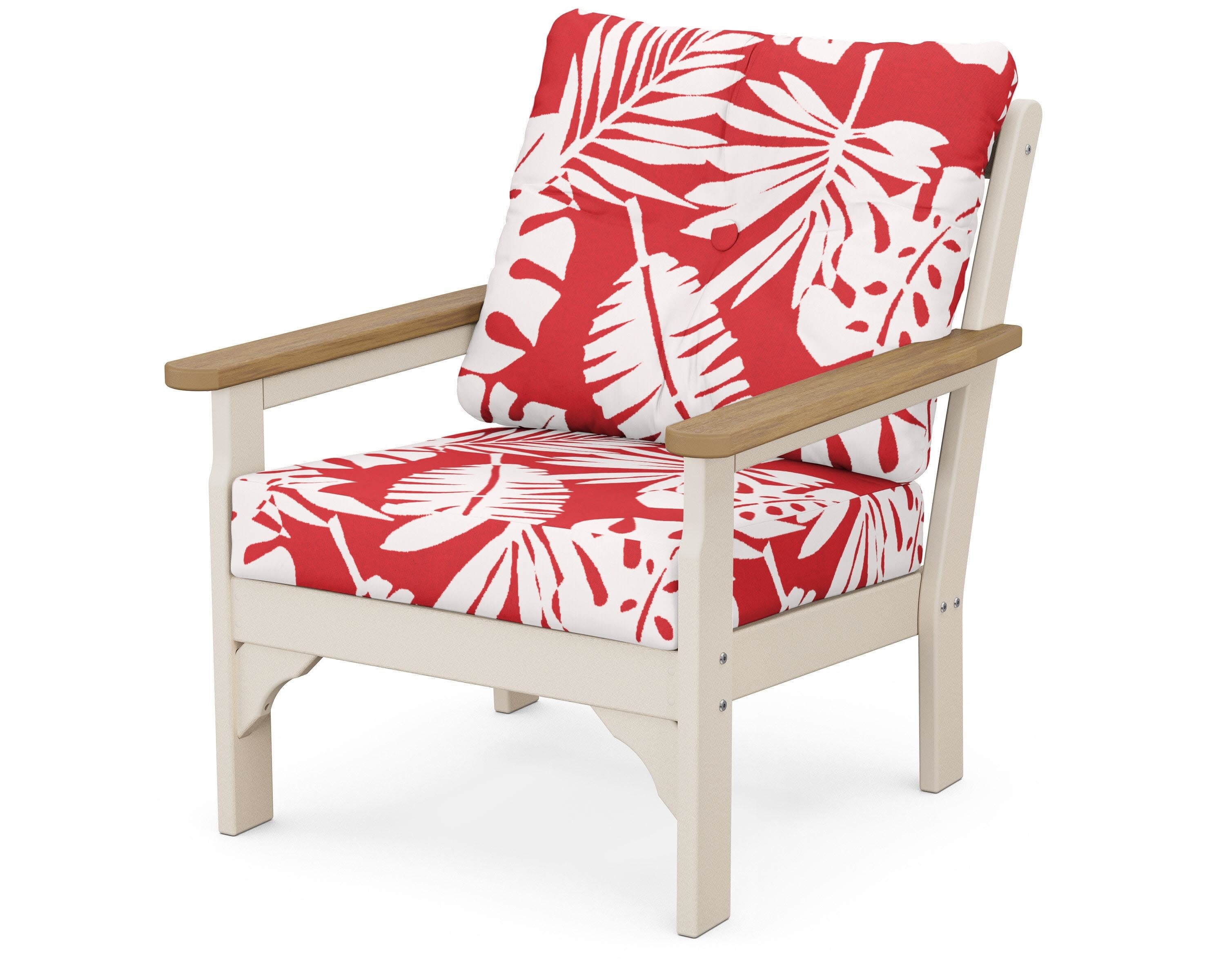 Vineyard Deep Seating Chair in Sand / Natural / Leaf Crimson