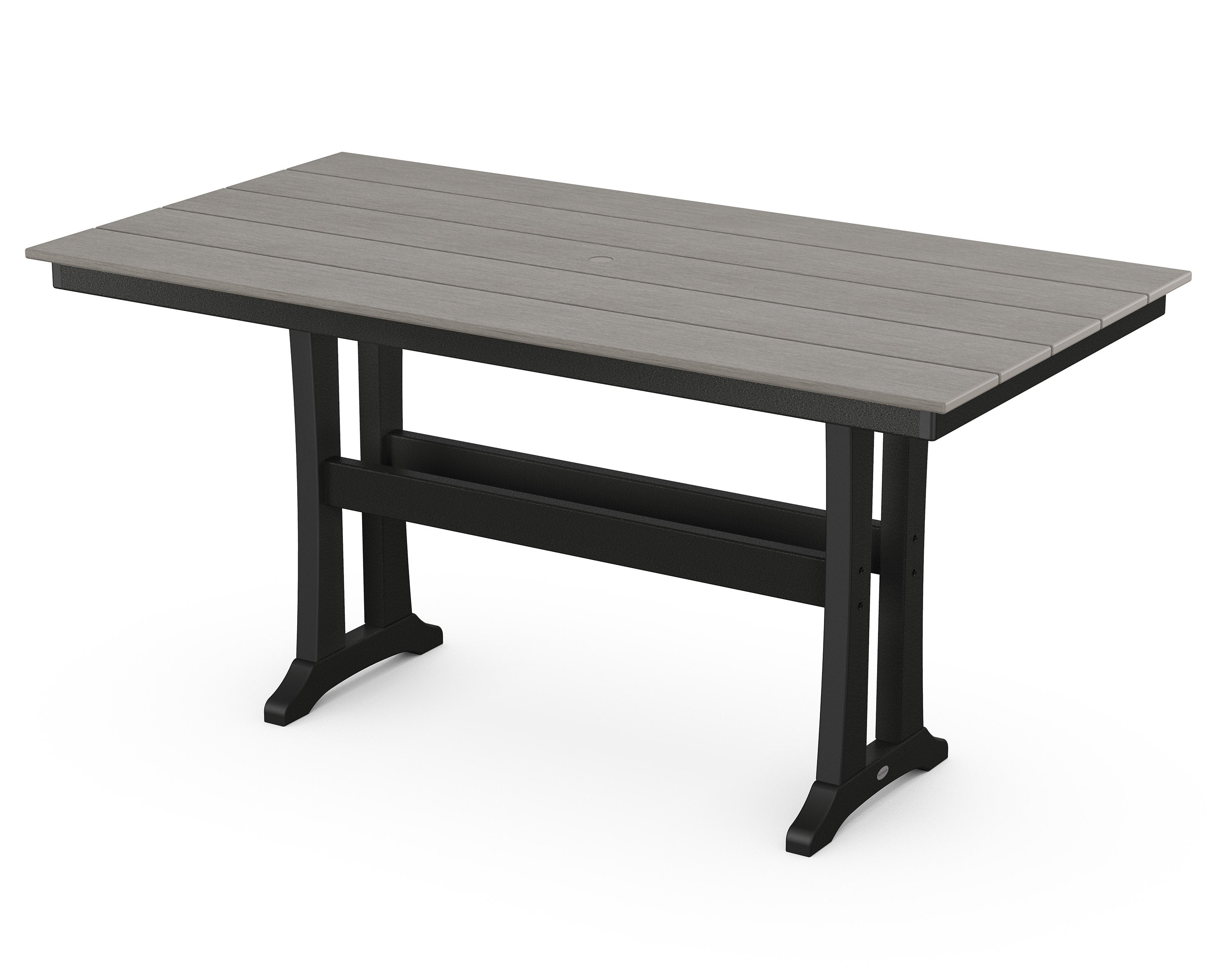 Farmhouse Trestle 37" x 72" Counter Table in Black / Driftwood