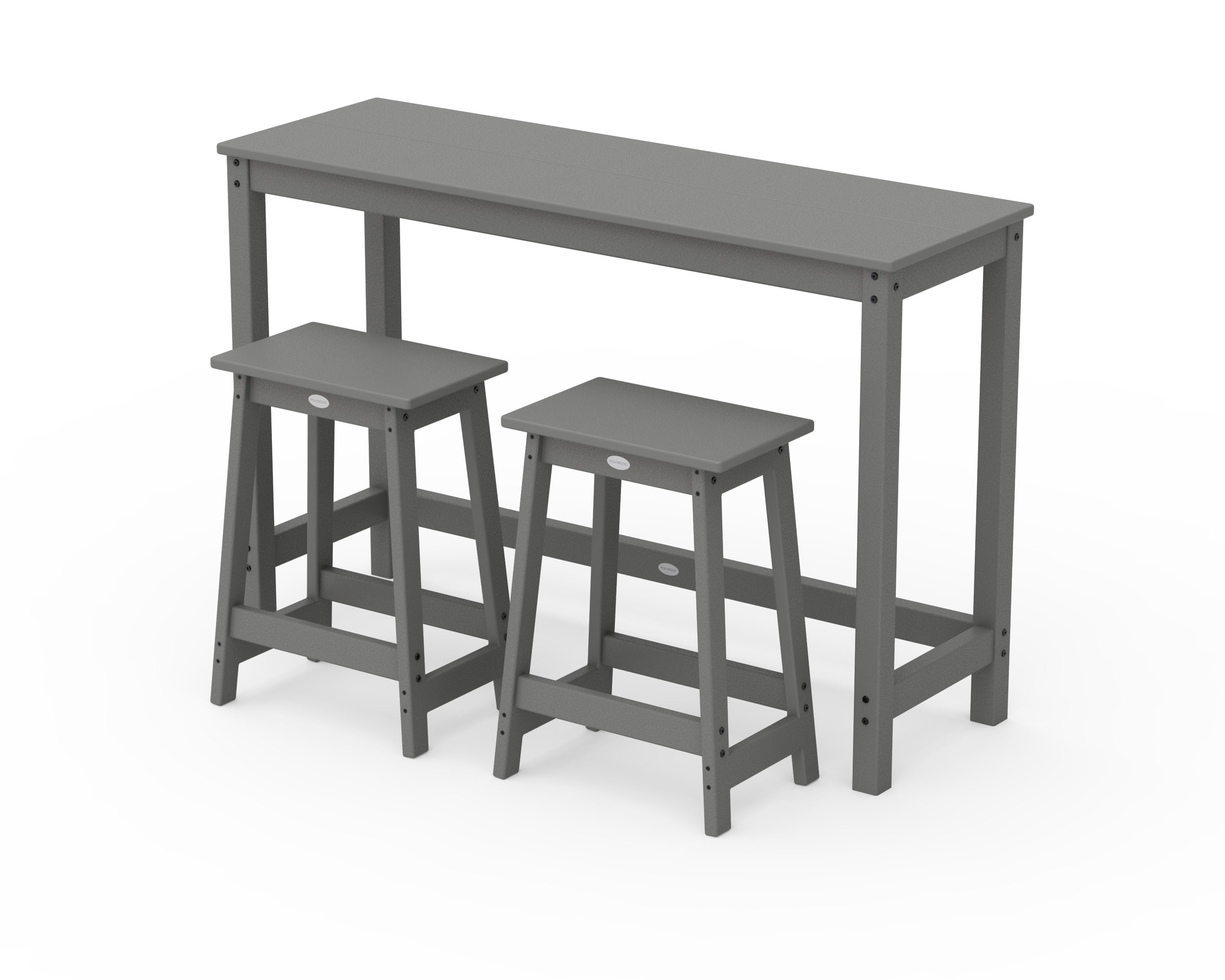 Modern Studio Stool 3-Piece Counter Balcony Set in Slate Grey