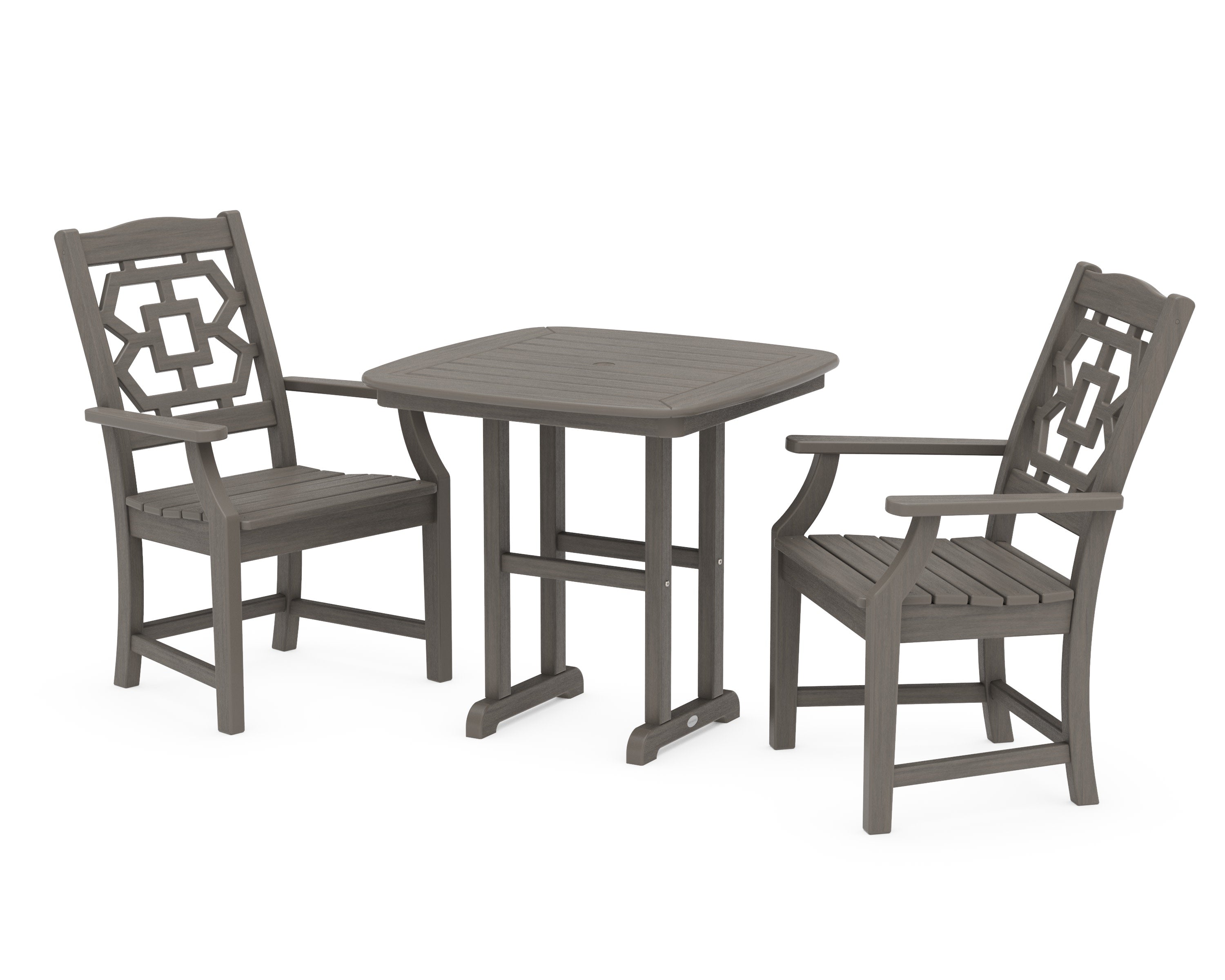 Chinoiserie 3-Piece Dining Set in Driftwood