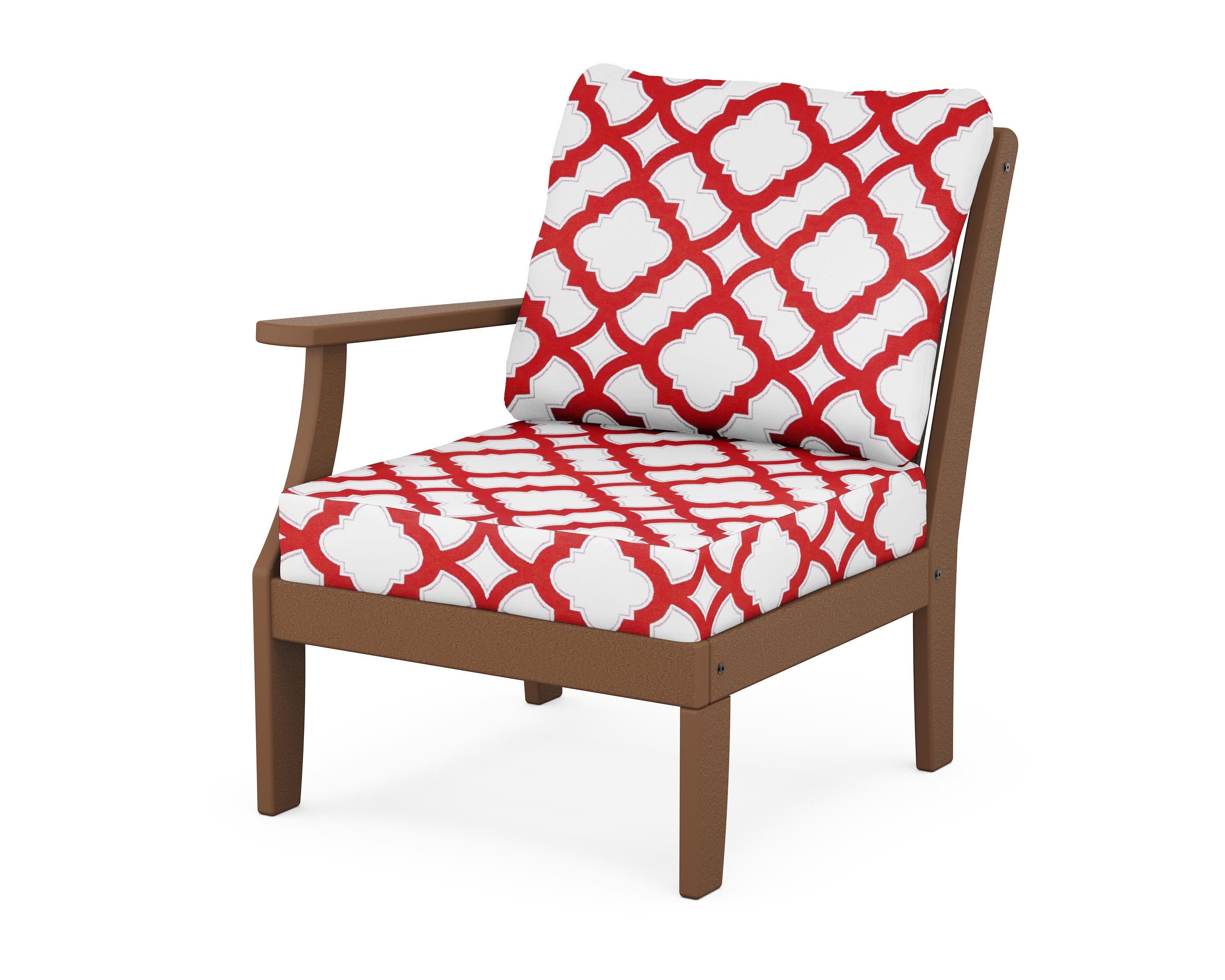 Braxton Modular Left Arm Chair in Teak / Trellis Crimson