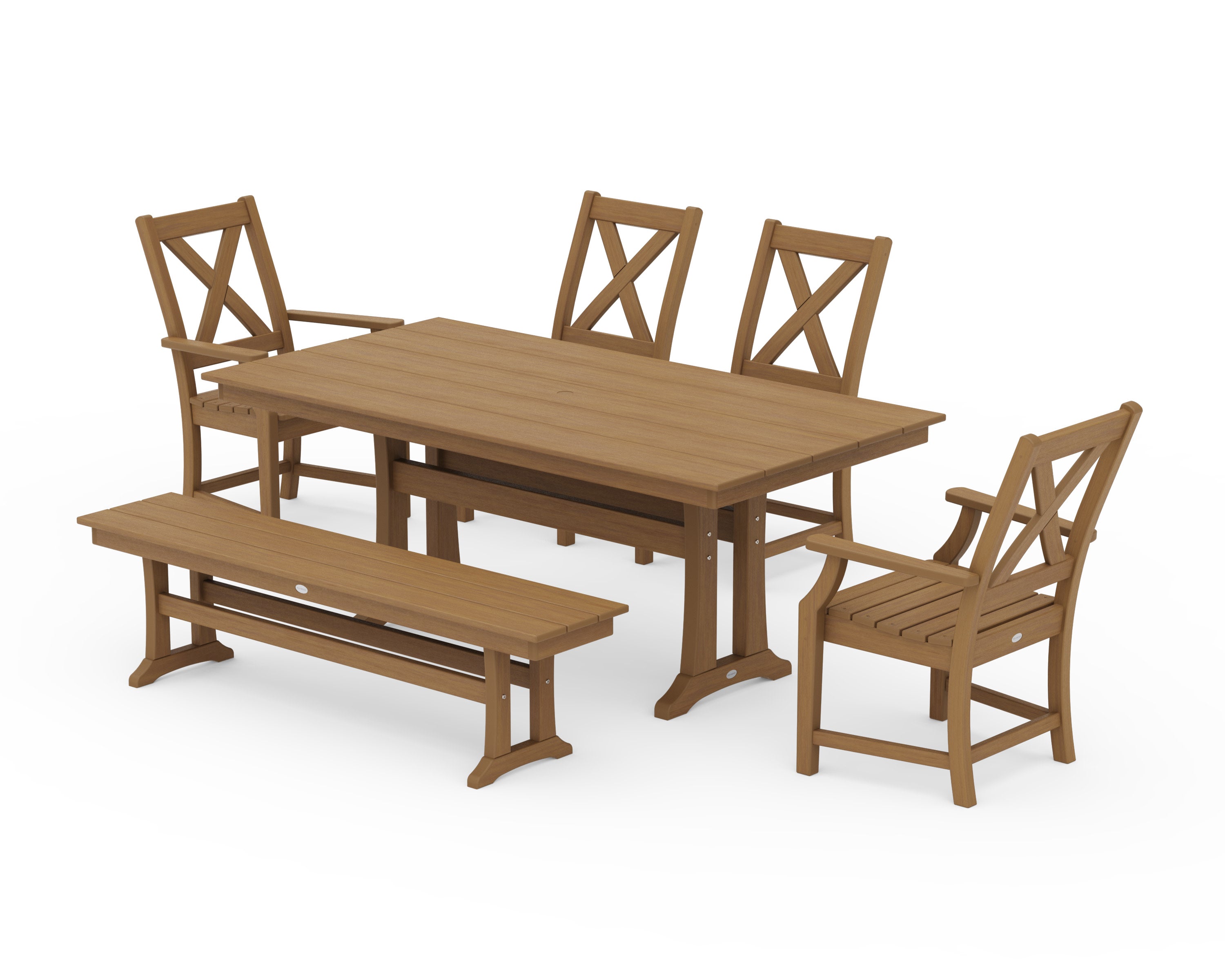 Braxton 6-Piece Farmhouse Dining Set With Trestle Legs in Natural