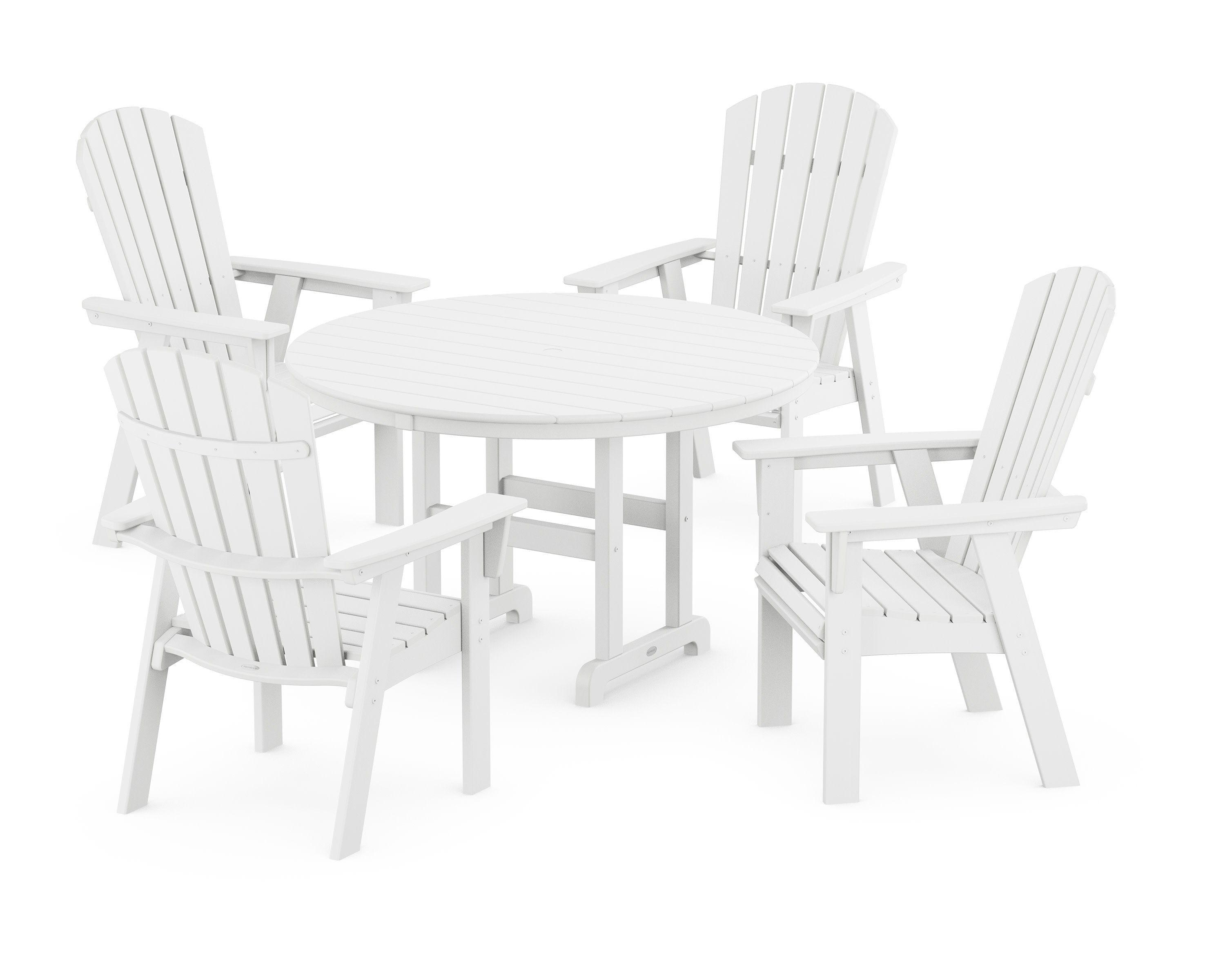 Nautical Adirondack 5-Piece Round Farmhouse Dining Set in White