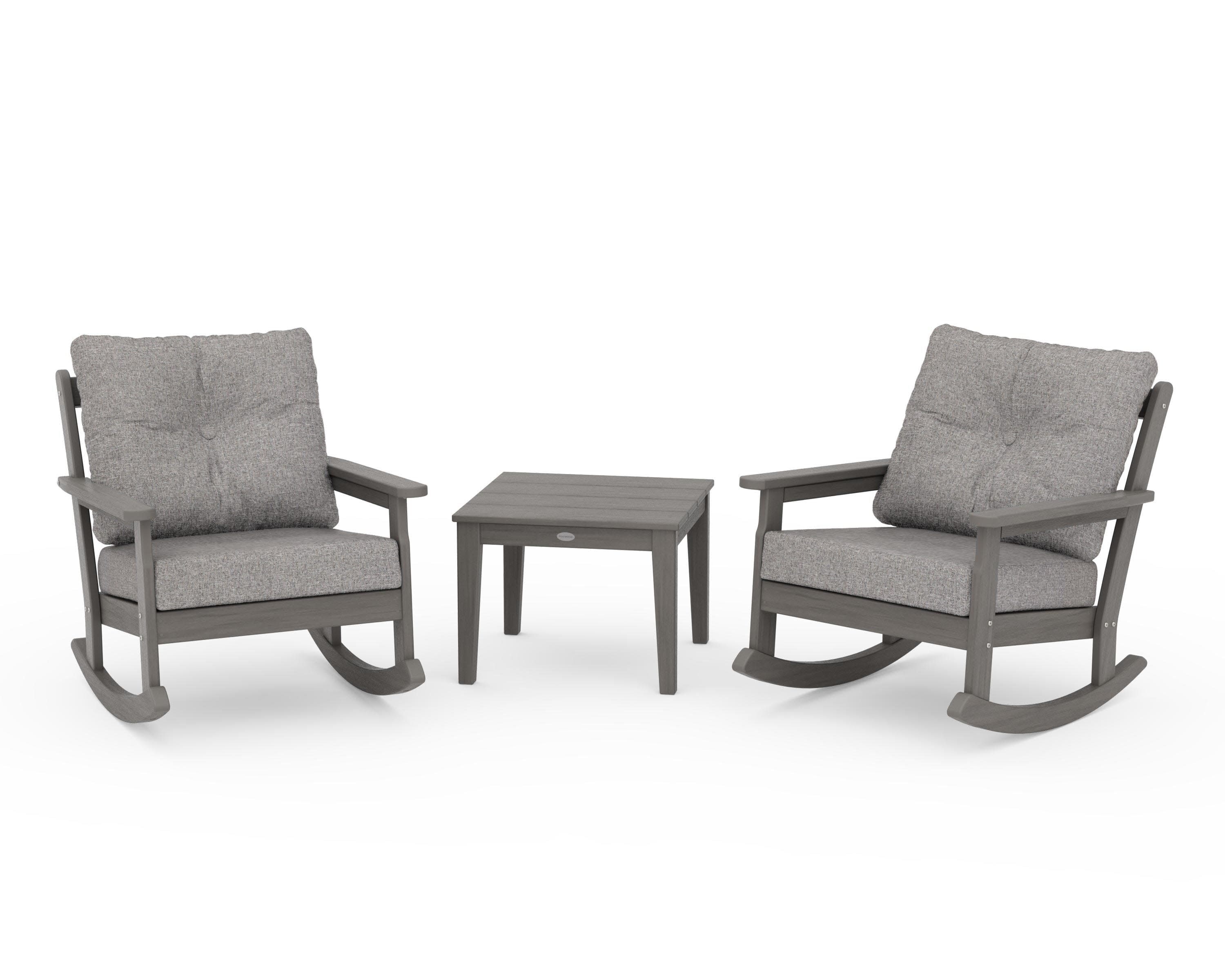Vineyard 3-Piece Deep Seating Rocker Set in Driftwood / Grey Mist
