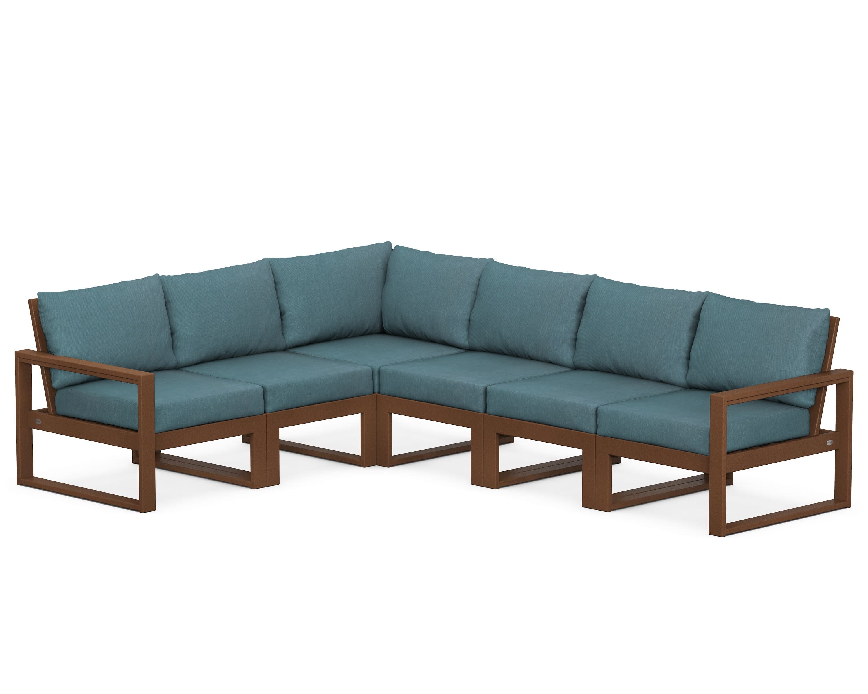 EDGE 6-Piece Modular Deep Seating Set in Teak / Ocean Teal