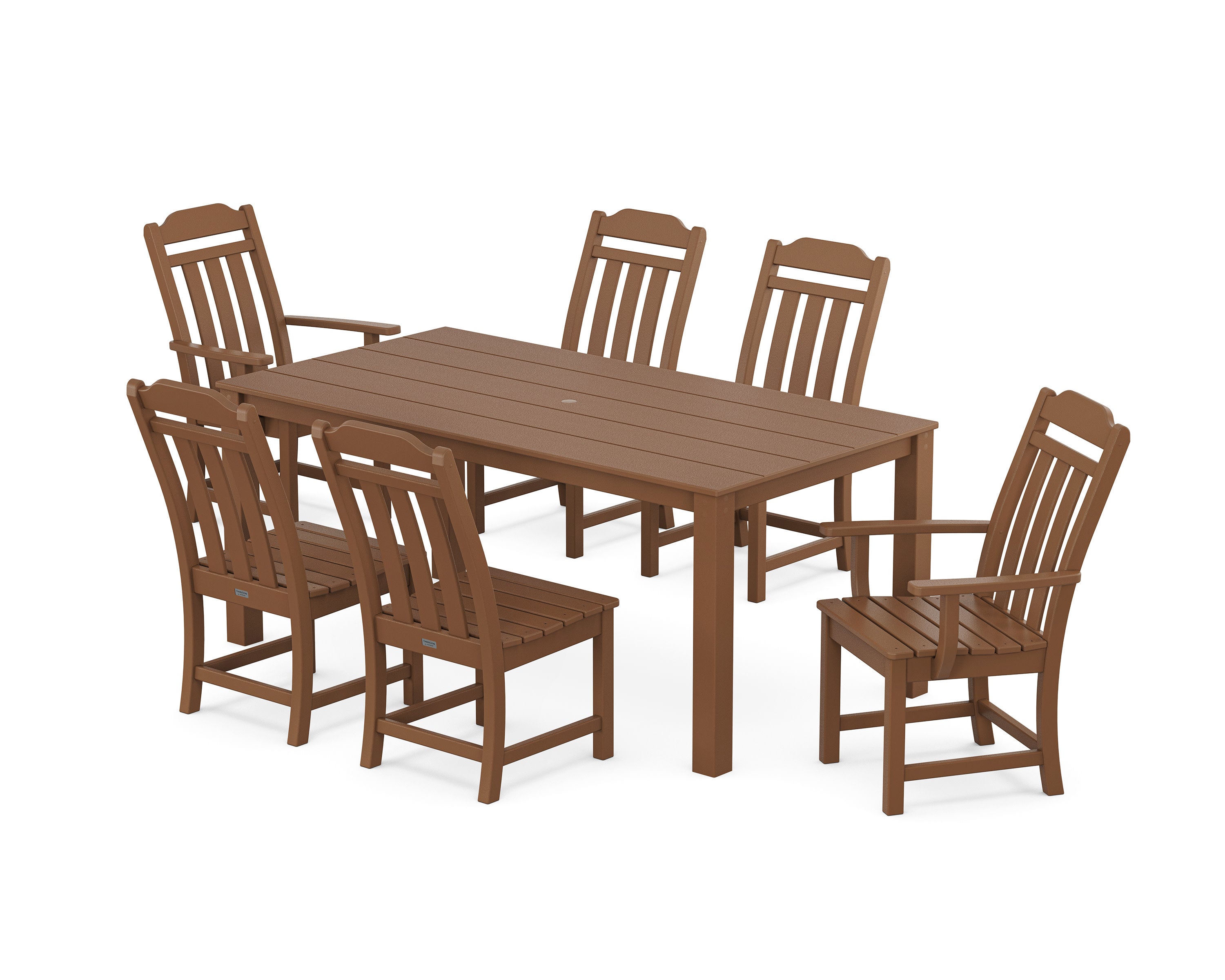 Cottage 7-Piece Parsons Dining Set in Teak