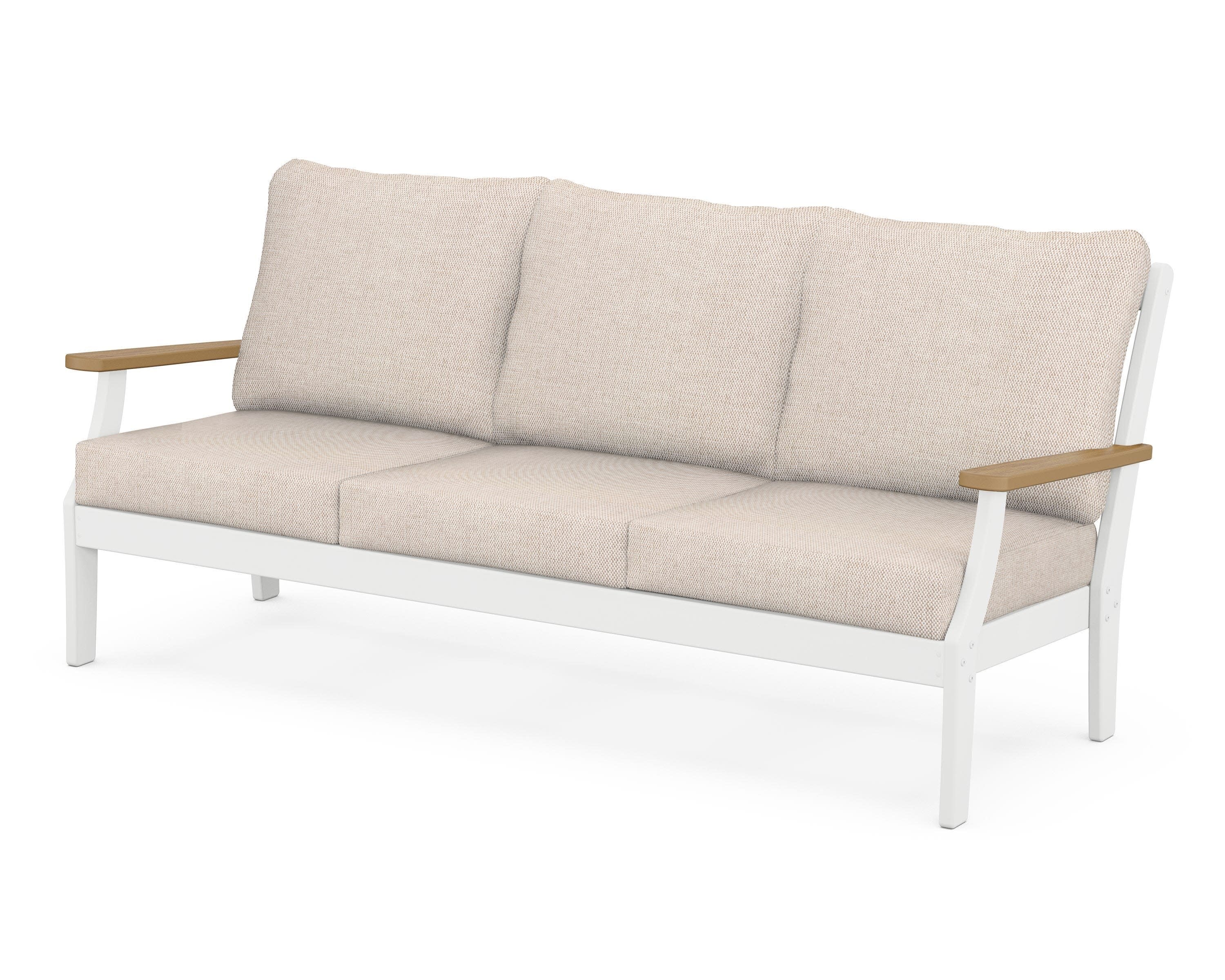 Braxton Deep Seating Sofa in White / Natural / Blend Linen
