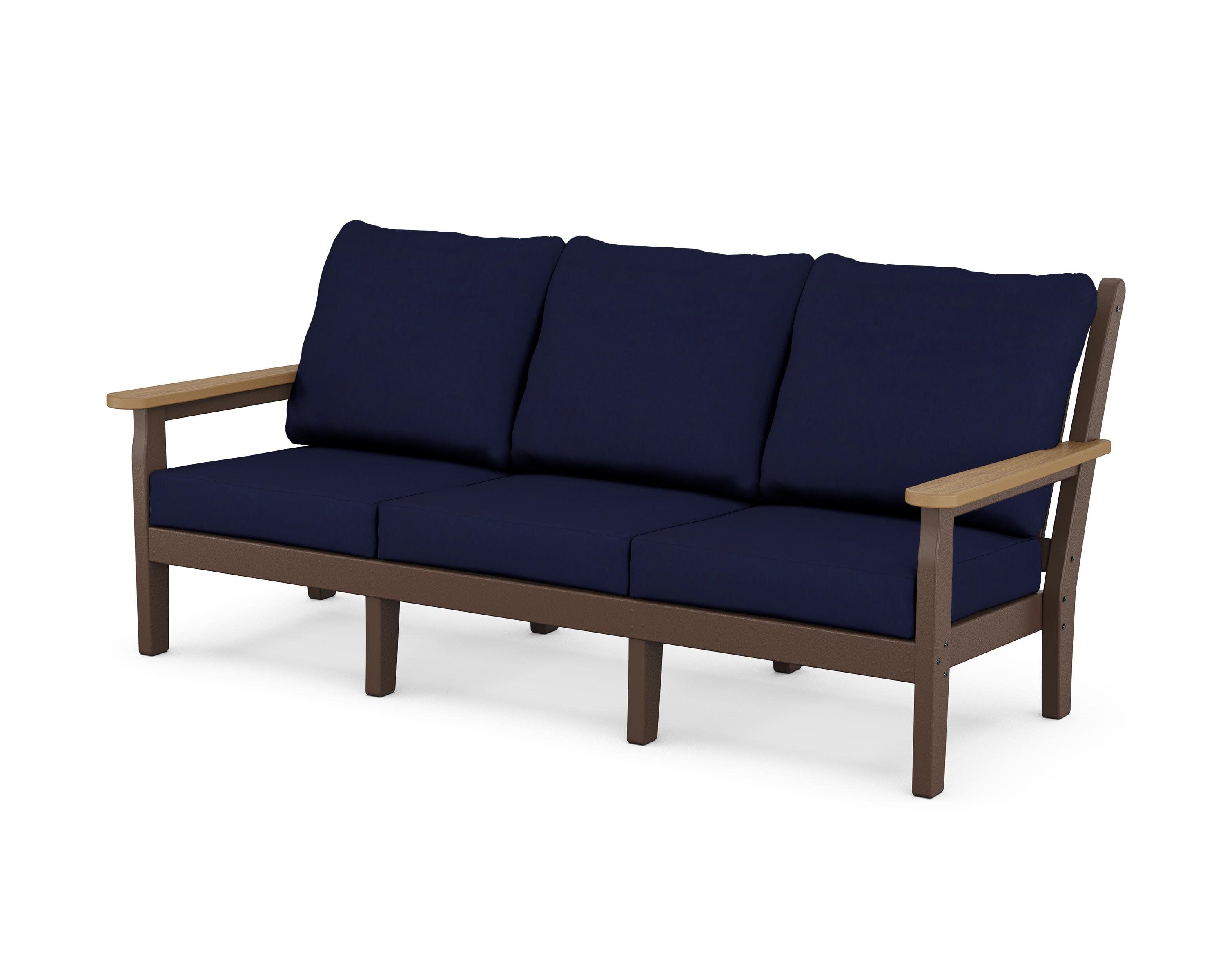 Chippendale Deep Seating Sofa in Mahogany / Natural / Navy