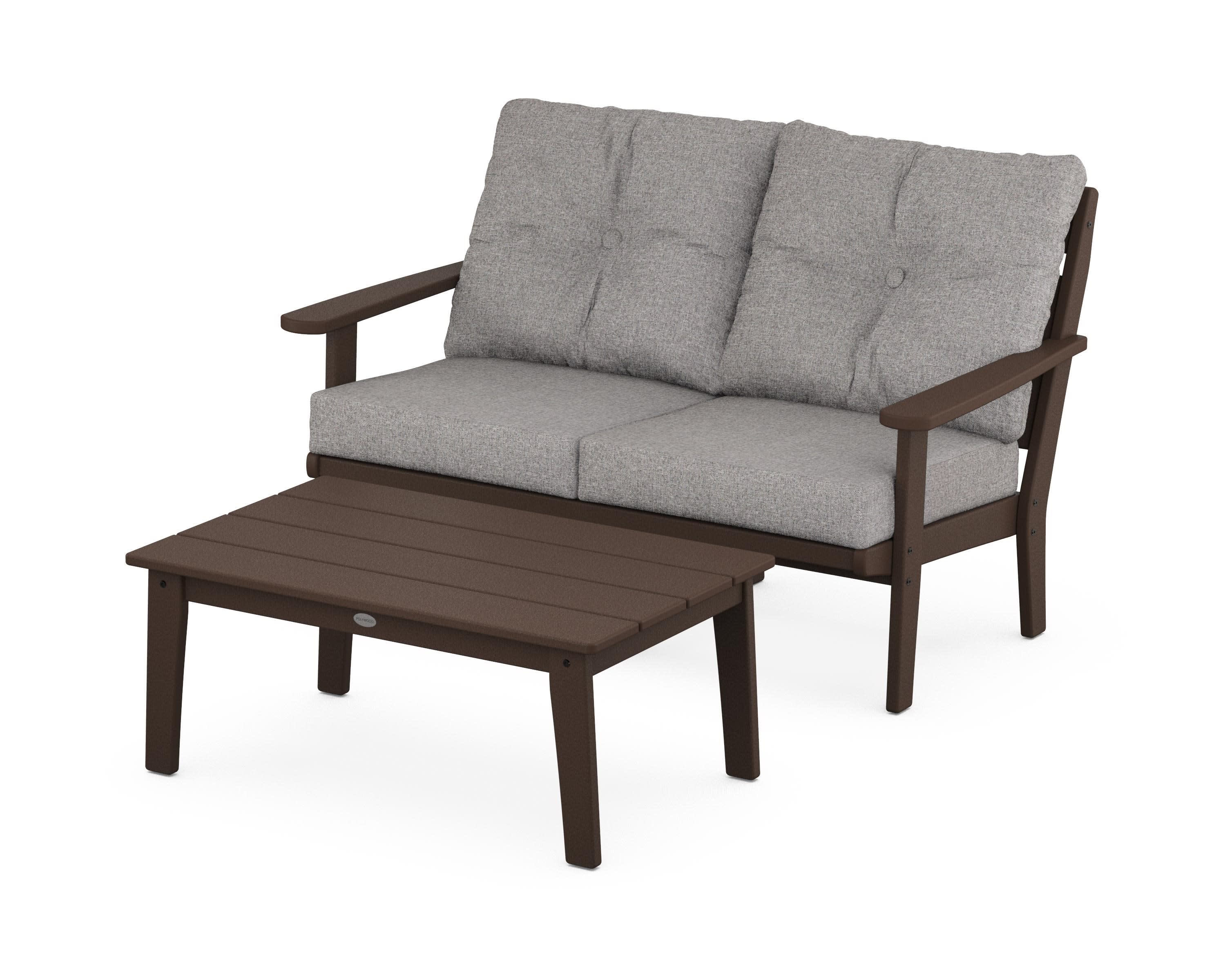 Lakeside 2-Piece Lounge Loveseat Set in Mahogany / Grey Mist