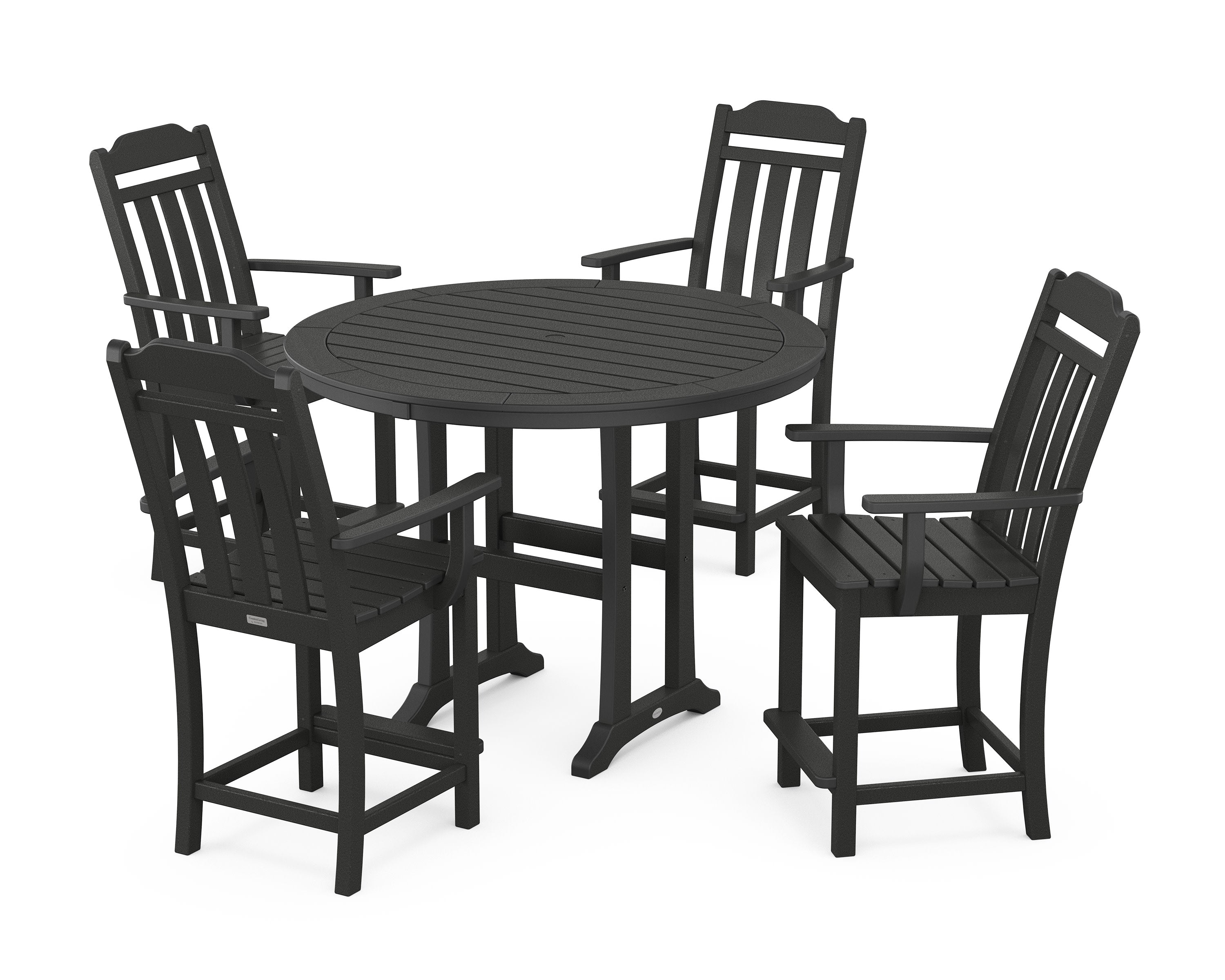 Cottage 5-Piece Round Counter Set in Black