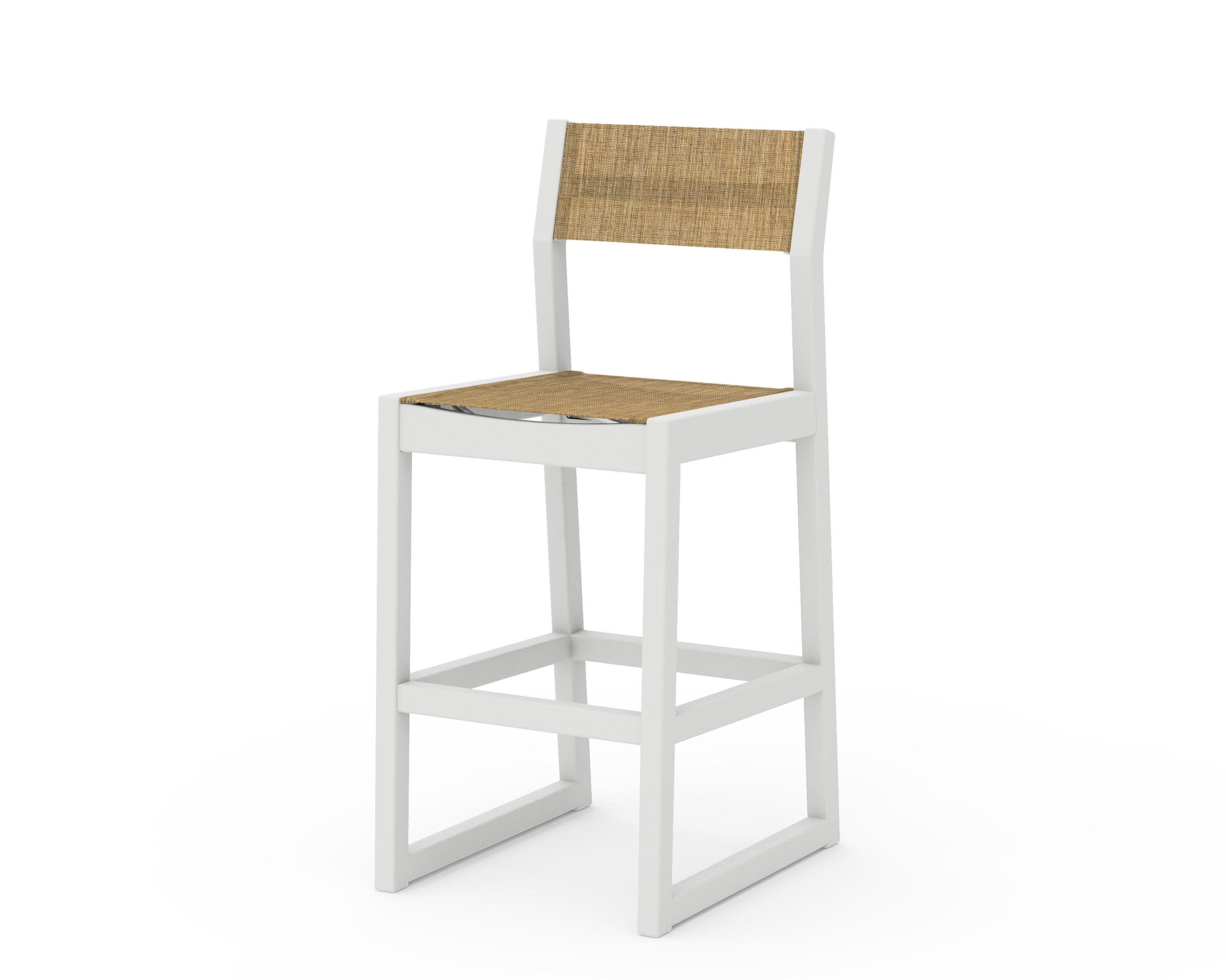 EDGE Sling Bar Side Chair in Vintage White / Burlap Sling