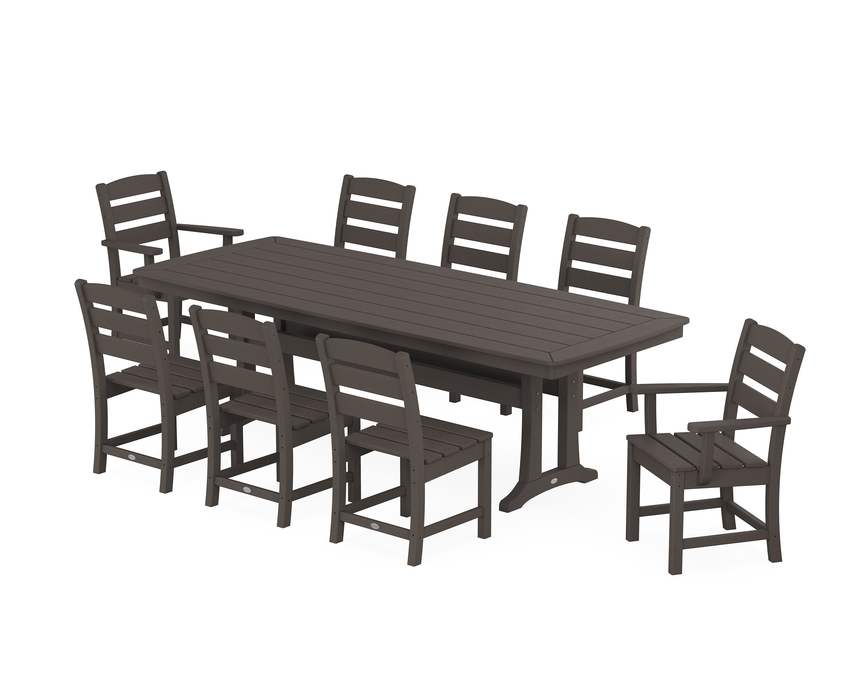 Lakeside 9-Piece Dining Set with Trestle Legs in Vintage Coffee