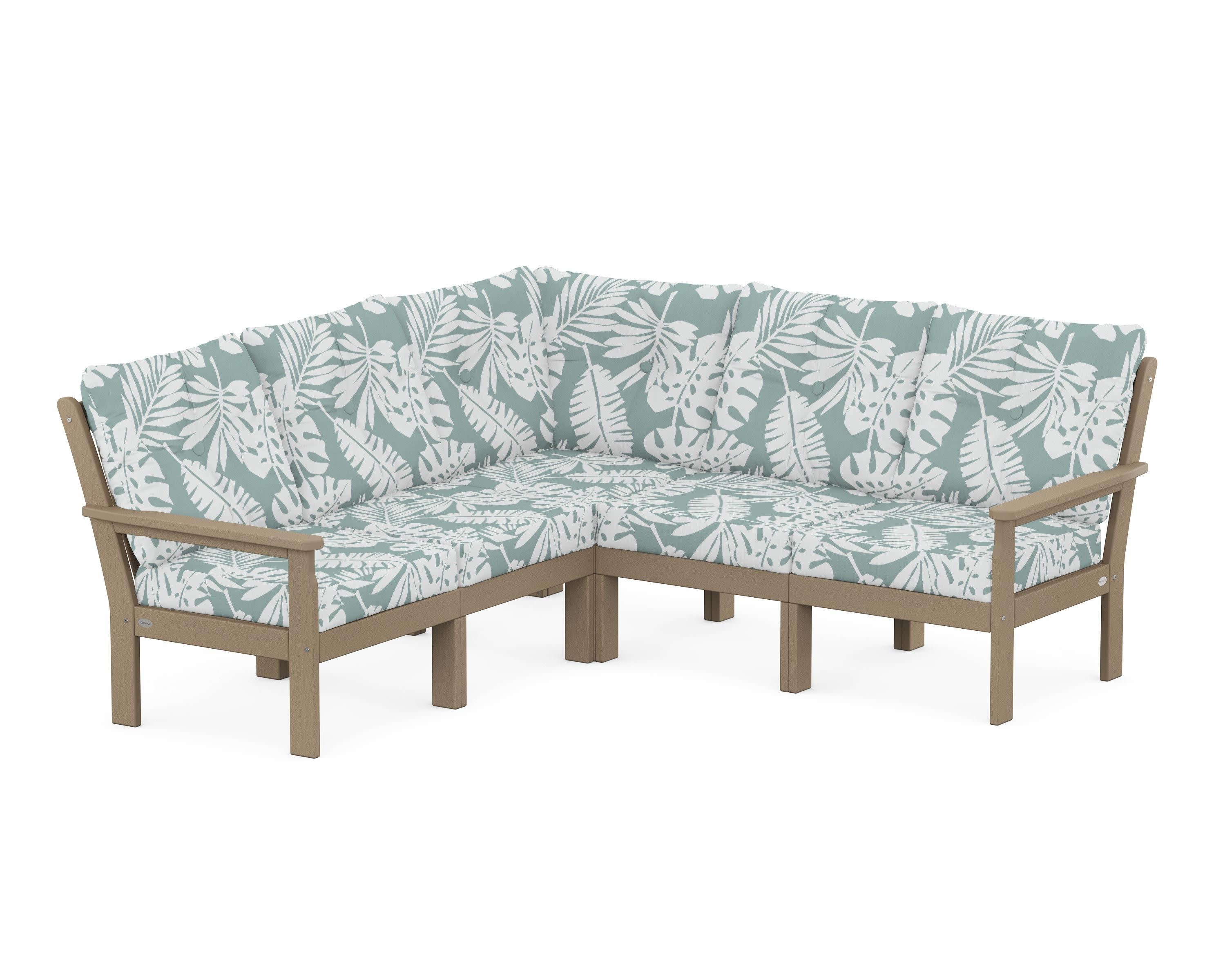 Vineyard 5-Piece Sectional in Vintage Sahara / Leaf Glacier Spa
