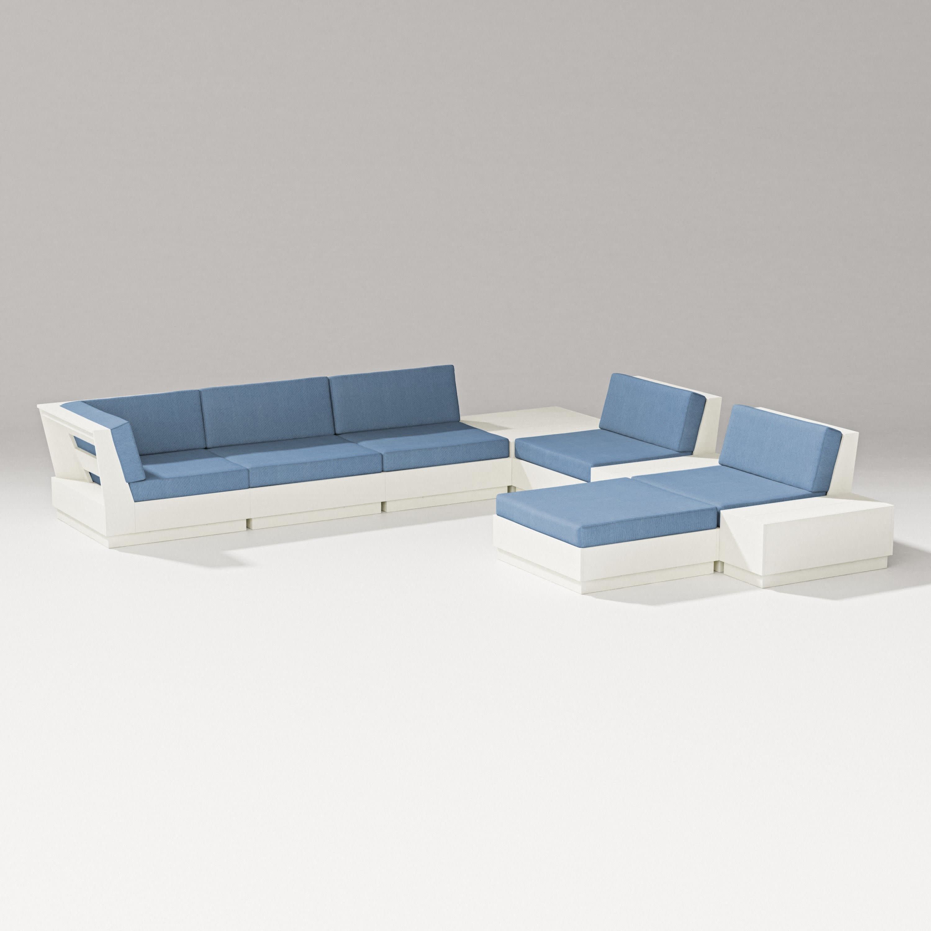 Elevate 9-Piece Conversation Sectional in Vintage White / Sky Blue