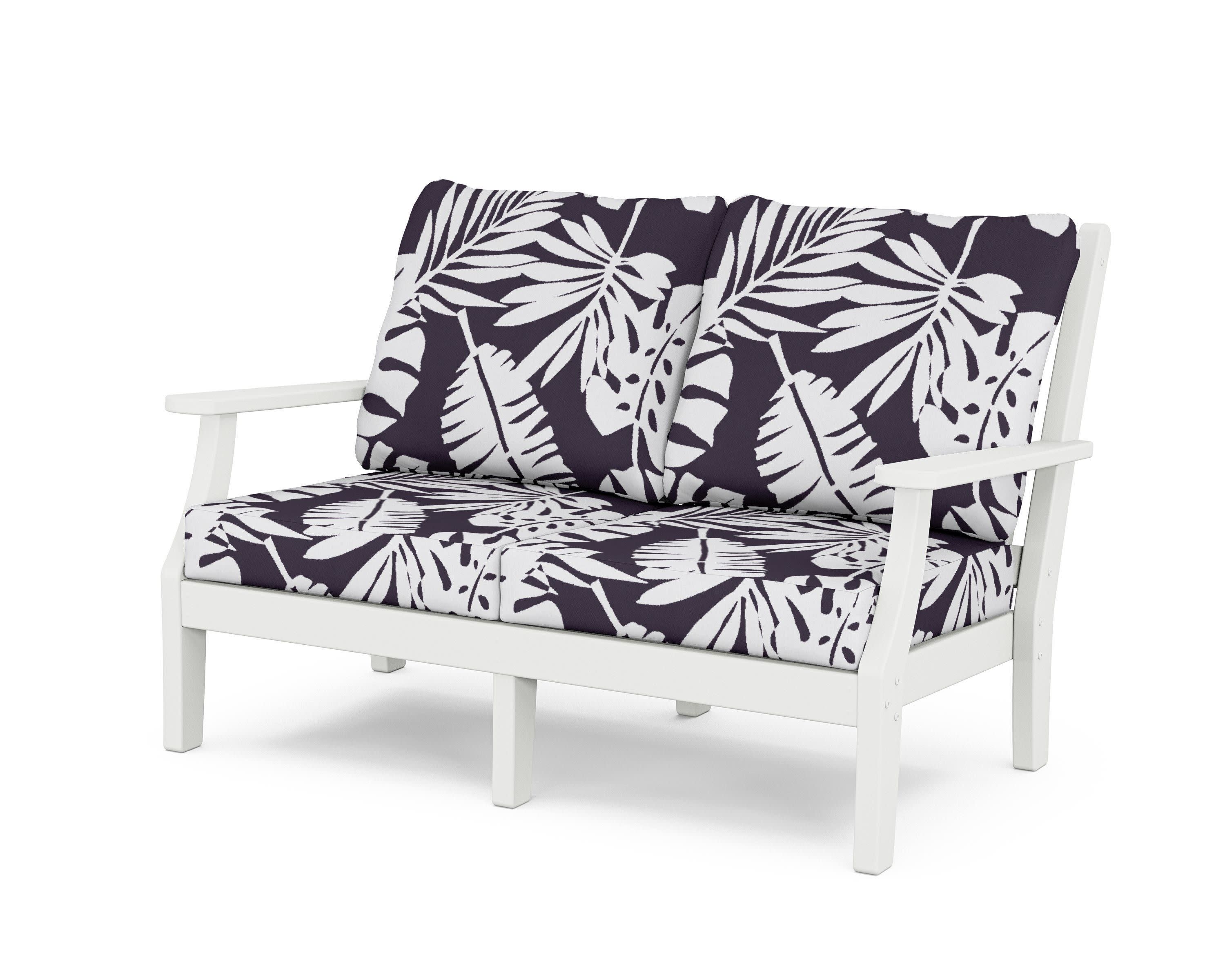 Wovendale Deep Seating Loveseat in White / Leaf Navy