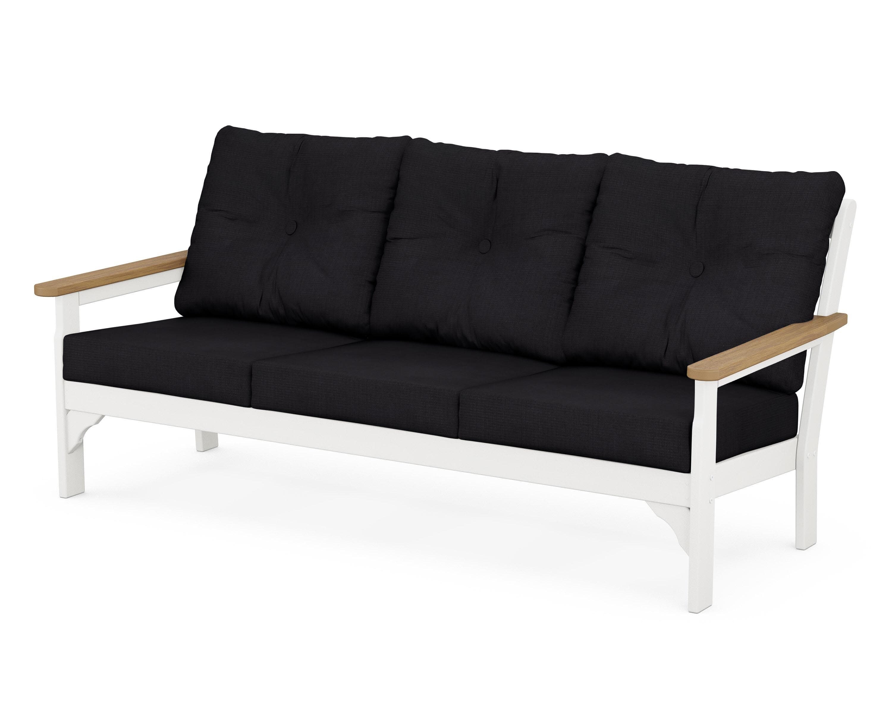 Vineyard Deep Seating Sofa in White / Natural / Midnight Linen