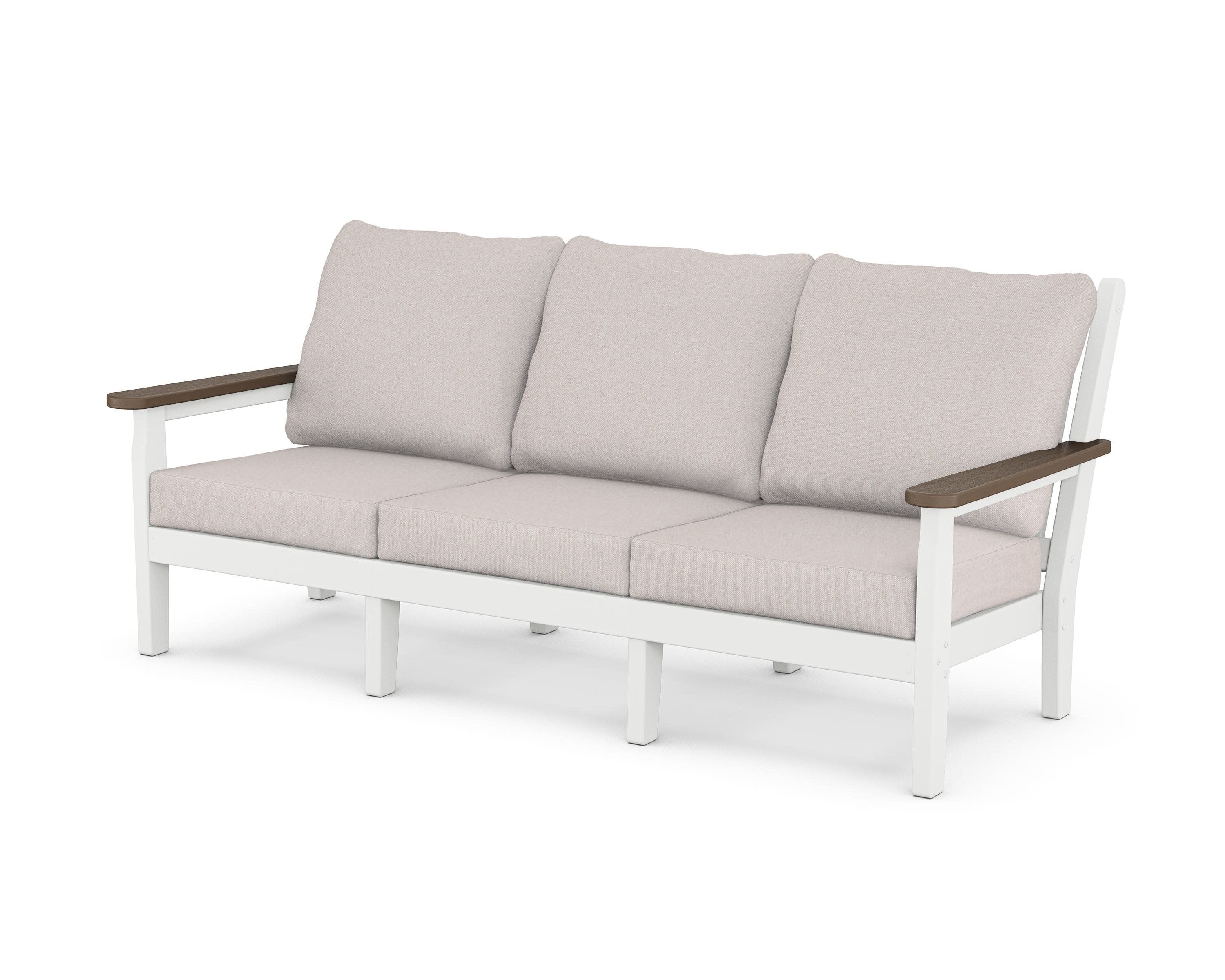 Chippendale Deep Seating Sofa in White / Kona / Dune Burlap