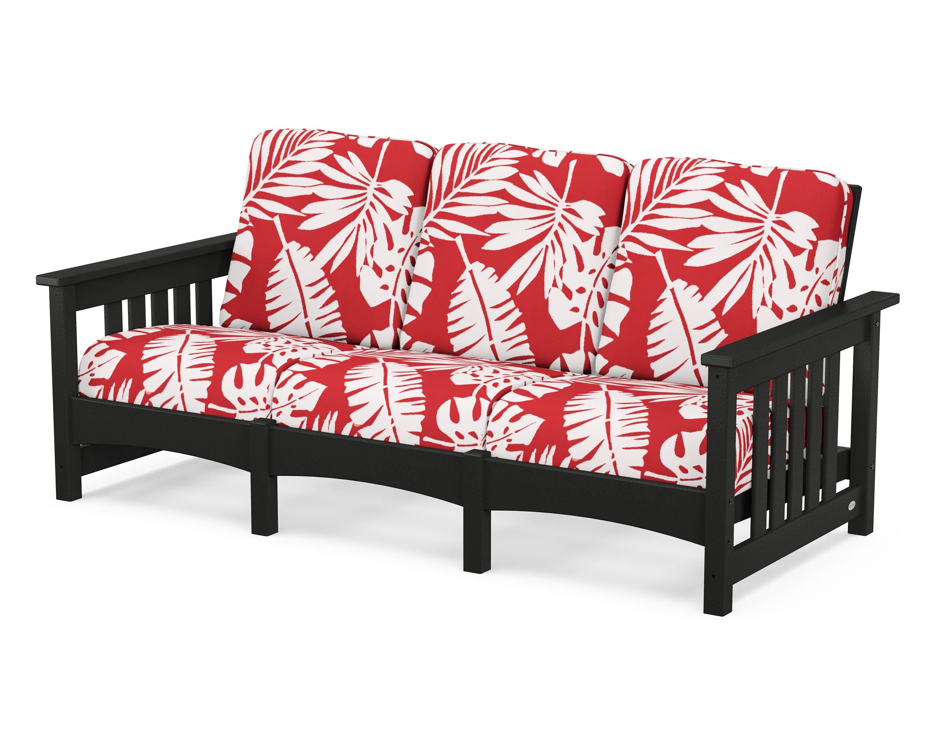 Club Mission Sofa in Black / Leaf Crimson