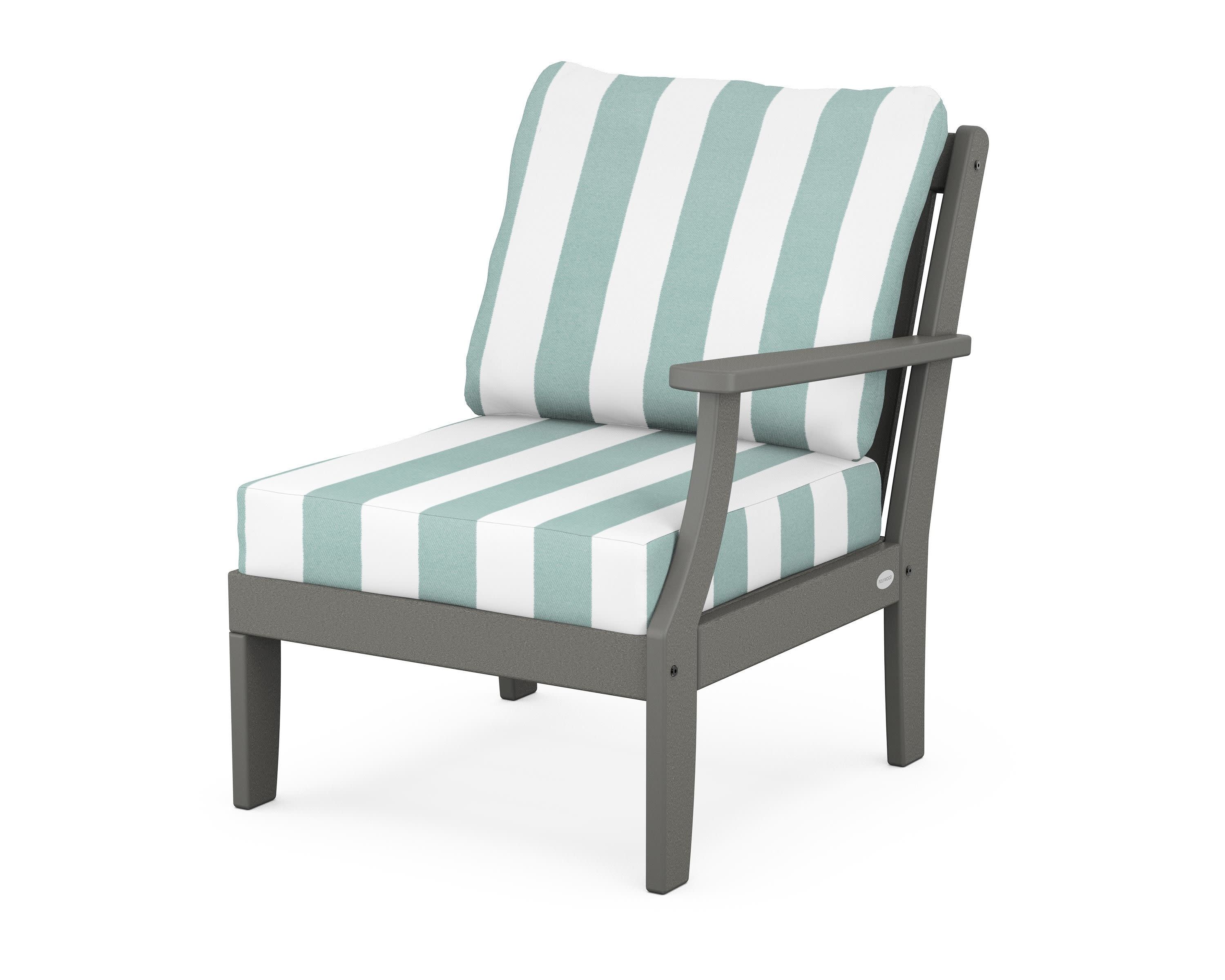 Braxton Modular Right Arm Chair in Slate Grey / Cabana Stripe Glacier Spa